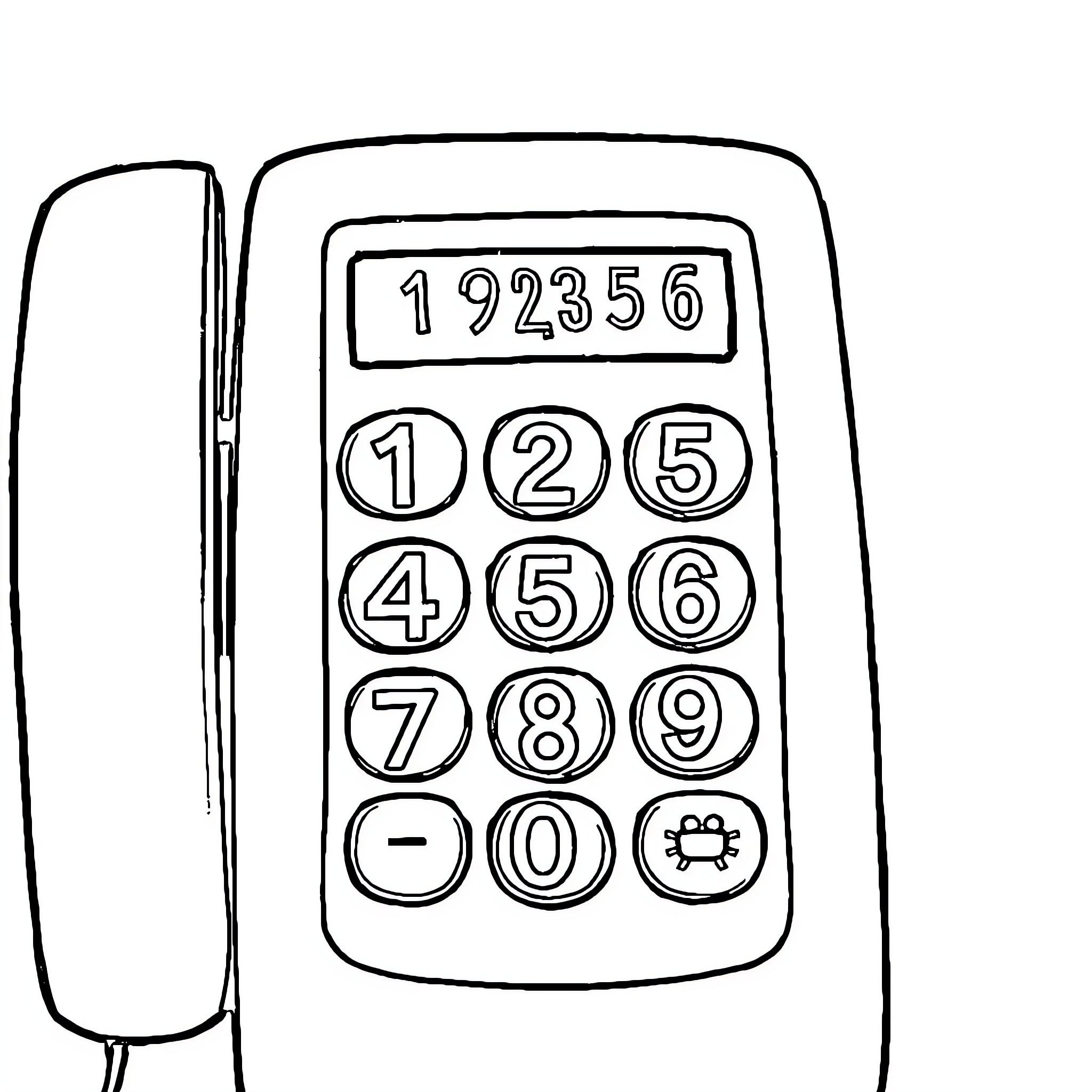 Numbers displayed on a calculator Coloring Page (free black-and-white line drawing printable PDF for all, from beginners to advanced learners, including children, teens, adults, and seniors)