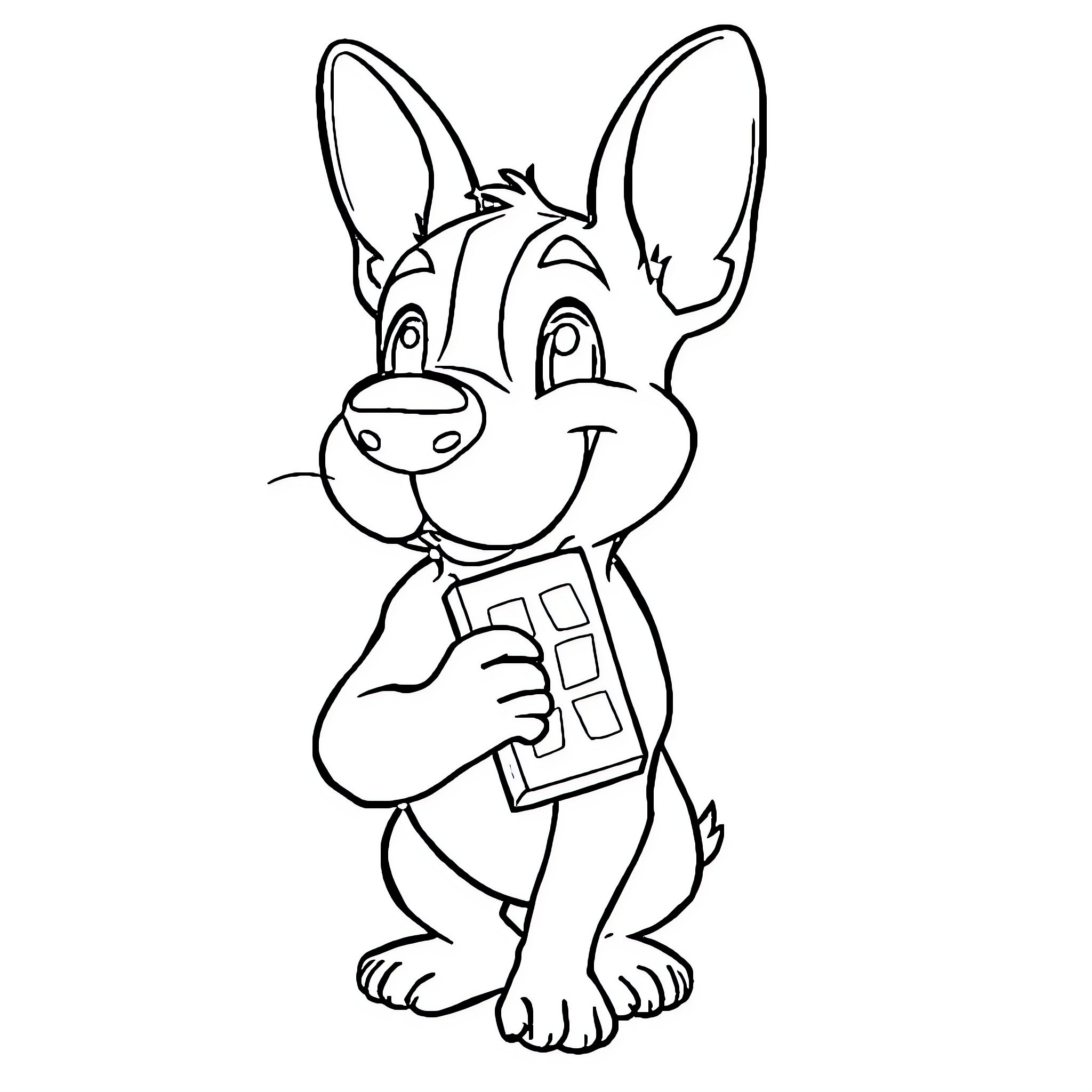 Schiggy holding a controller and playing video games Coloring Page (free black-and-white line drawing printable PDF for all, from beginners to advanced learners, including children, teens, adults, and seniors)