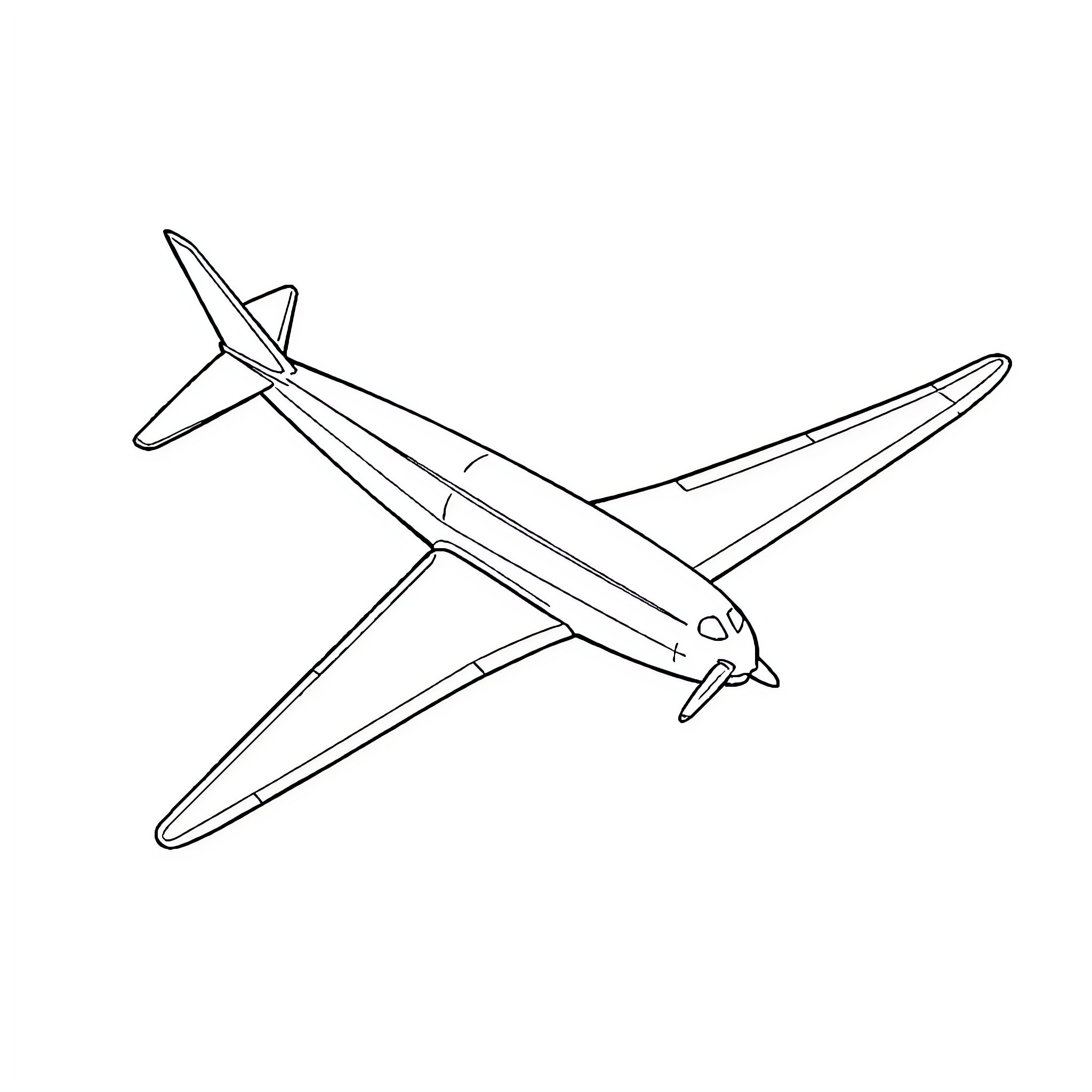 Airplane in simple outline drawing Coloring Page (free black-and-white line drawing printable PDF for all, from beginners to advanced learners, including children, teens, adults, and seniors)