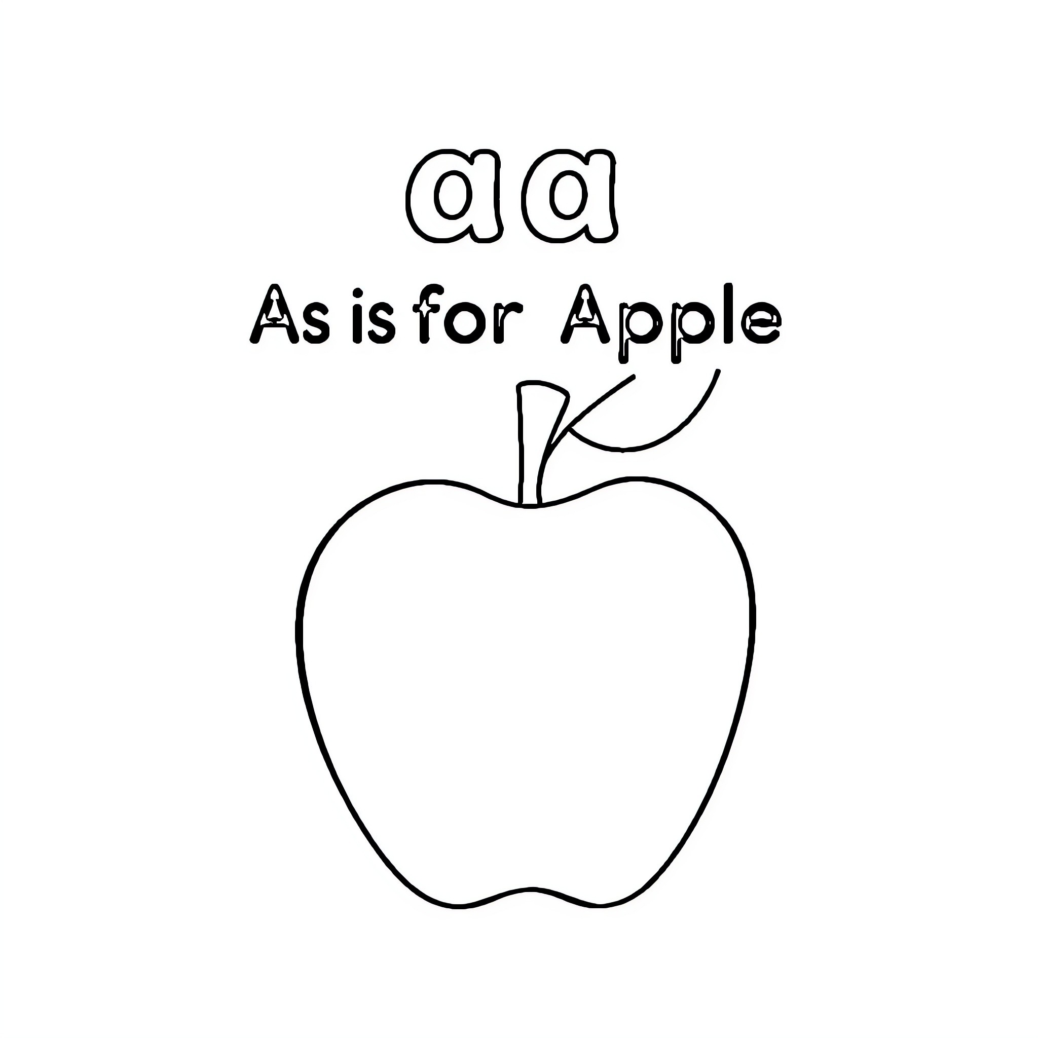 Apple Alphabet Coloring Page Coloring Page (free black-and-white line drawing printable PDF for all, from beginners to advanced learners, including children, teens, adults, and seniors)