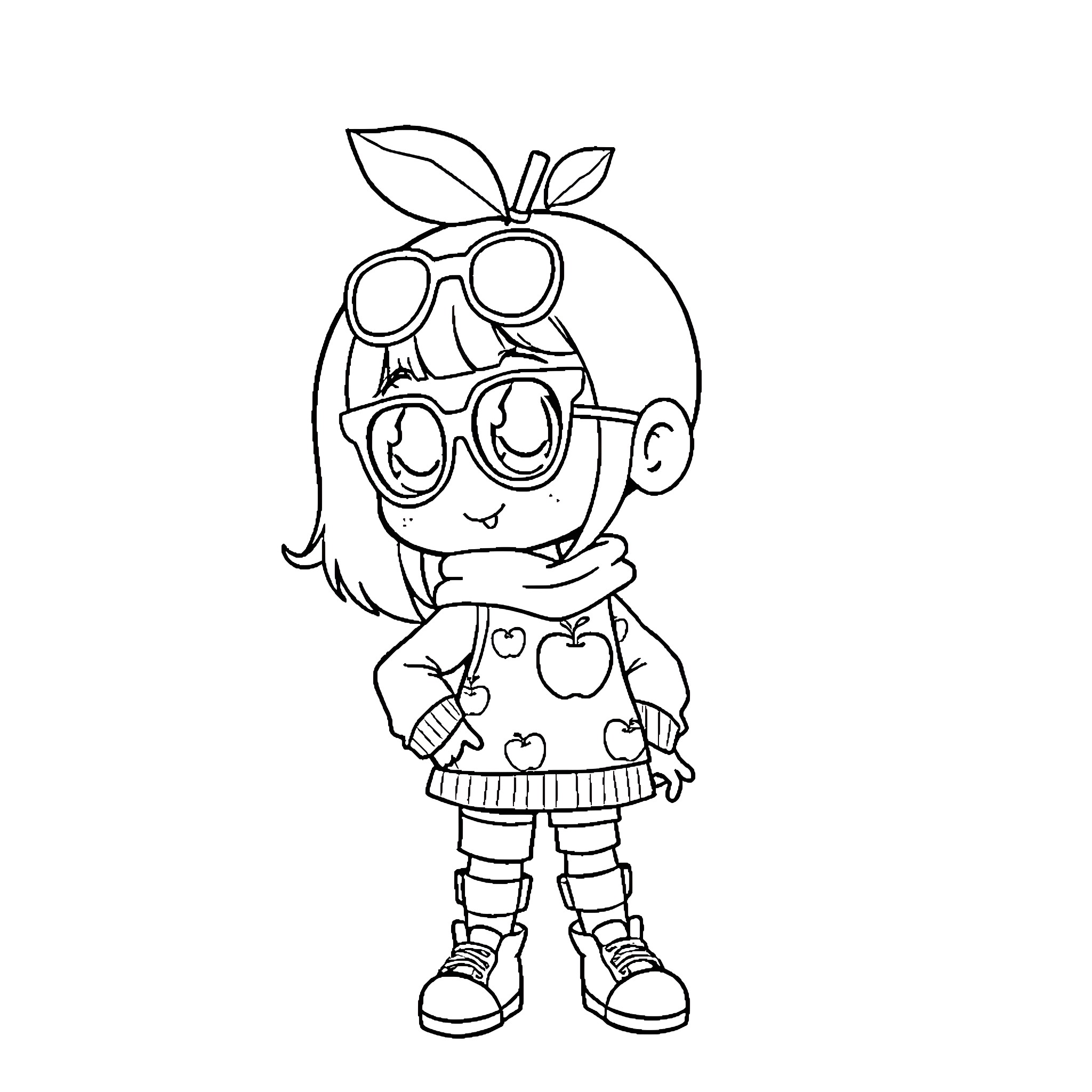 Character waving with big smile and stylish look Coloring Page (free black-and-white line drawing printable PDF for all, from beginners to advanced learners, including children, teens, adults, and seniors)