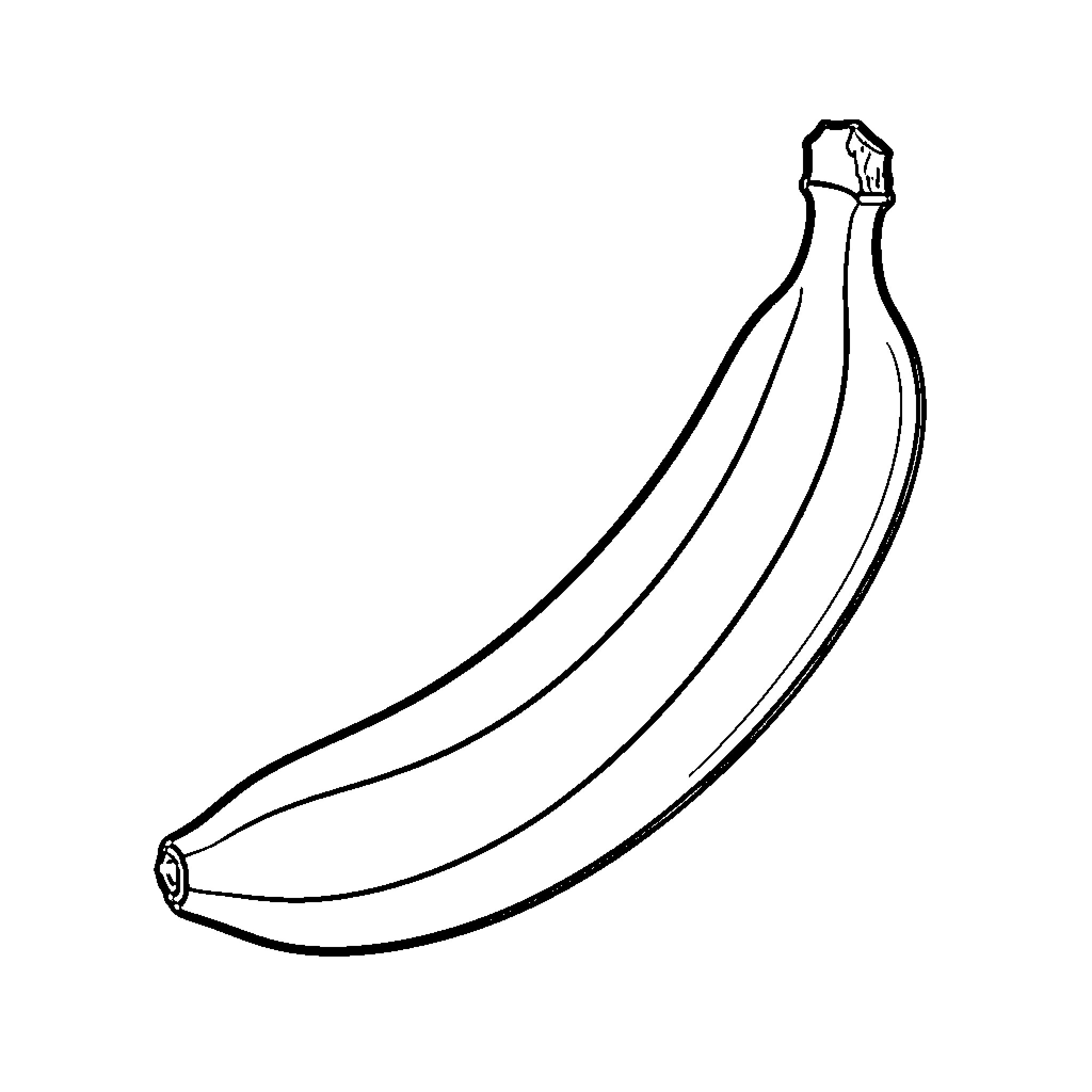 Banana resting alone on a plain surface Coloring Page (free black-and-white line drawing printable PDF for all, from beginners to advanced learners, including children, teens, adults, and seniors)