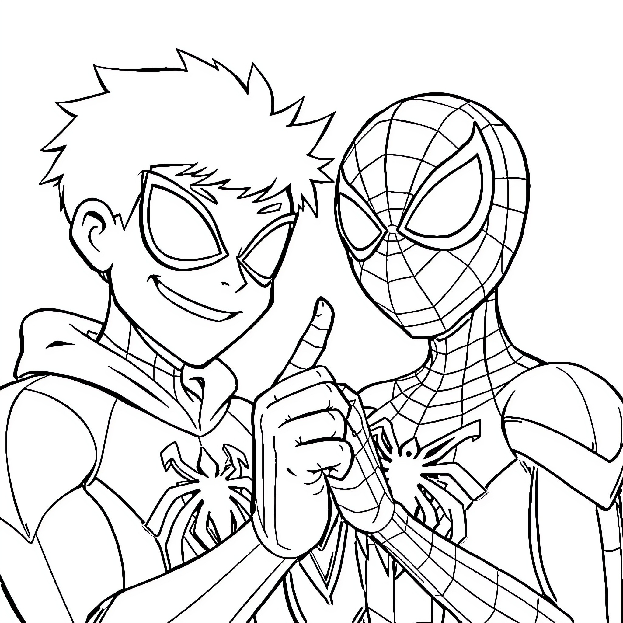 Chase friends in comic superhero outfits Coloring Page (free black-and-white line drawing printable PDF for all, from beginners to advanced learners, including children, teens, adults, and seniors)