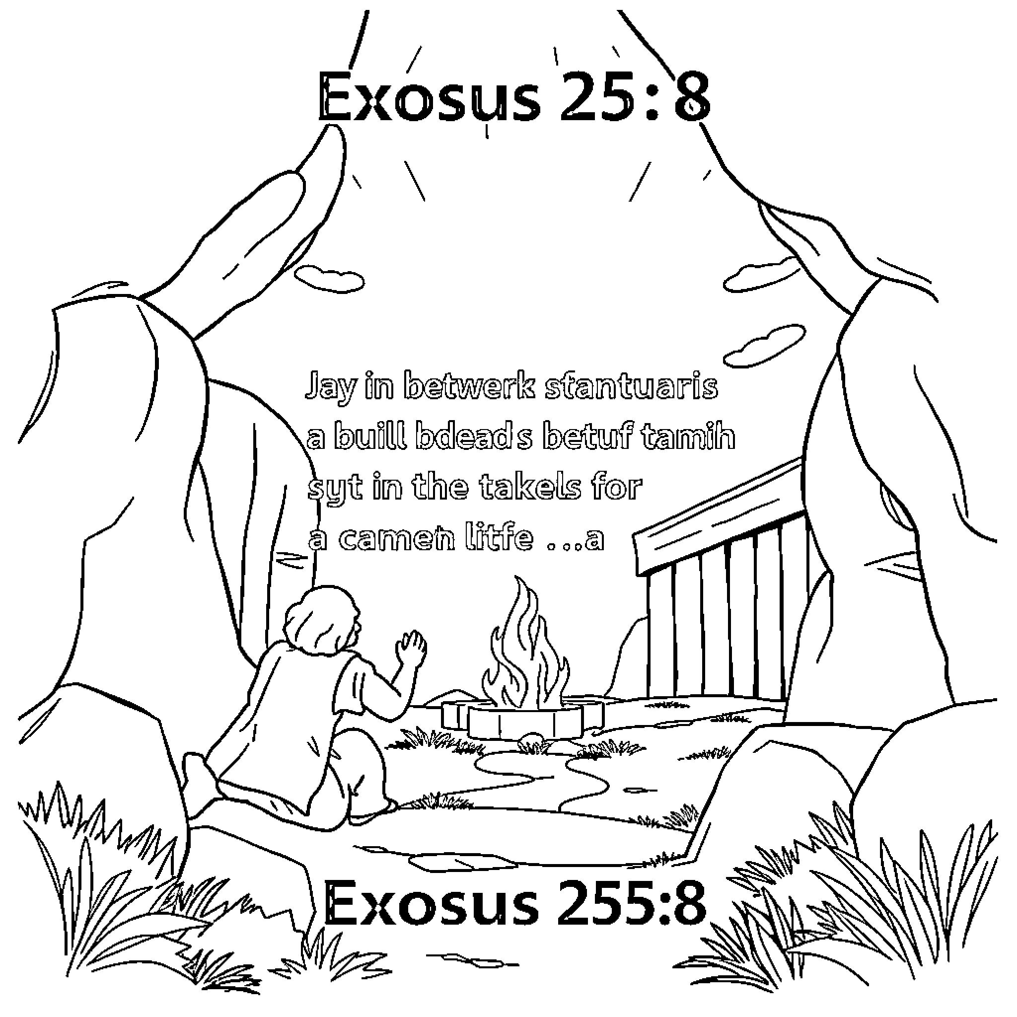 Exodus: People Journeying through the Wilderness Coloring Page (free black-and-white line drawing printable PDF for all, from beginners to advanced learners, including children, teens, adults, and seniors)