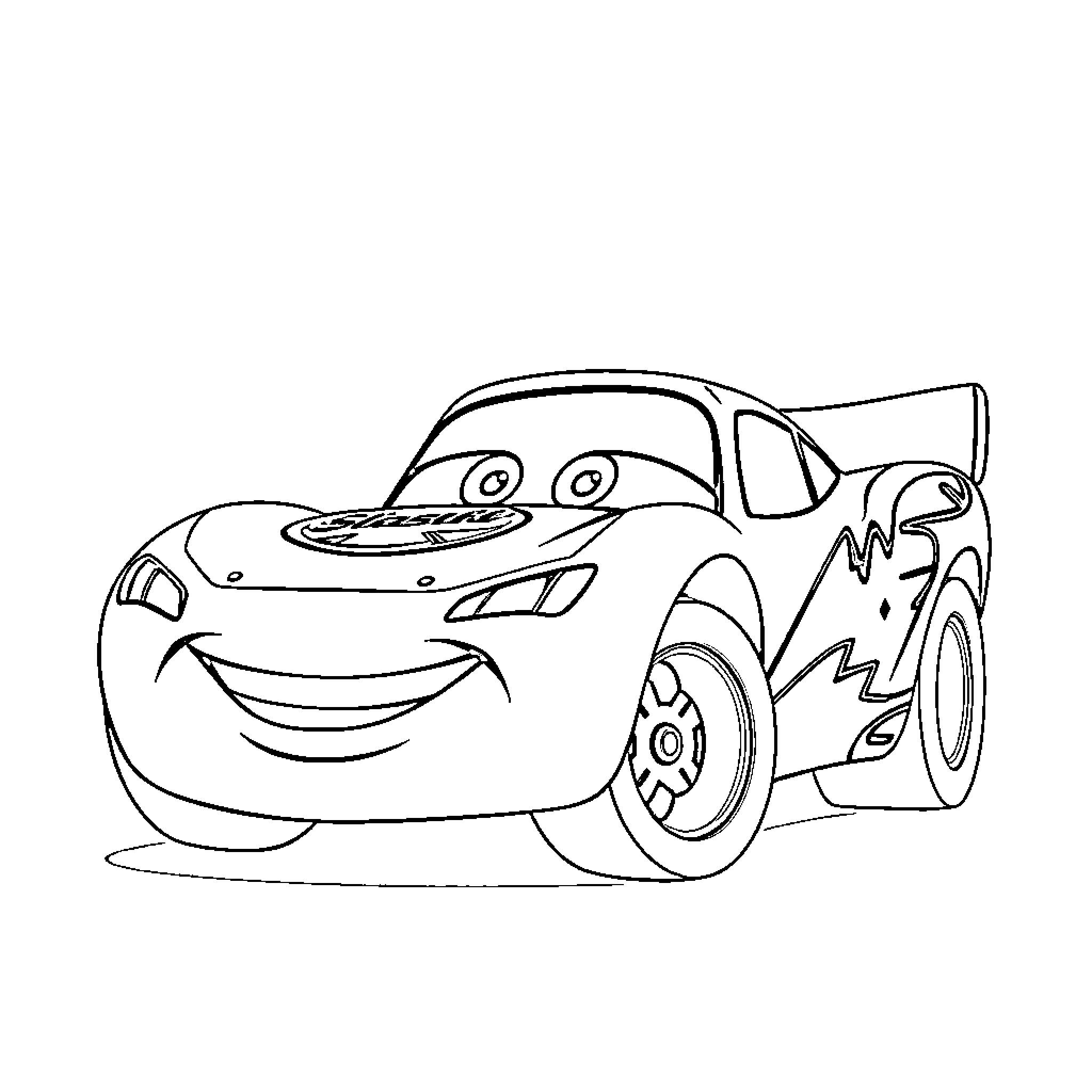 Flash McQueen's exciting race car adventure Coloring Page (free black-and-white line drawing printable PDF for all, from beginners to advanced learners, including children, teens, adults, and seniors)