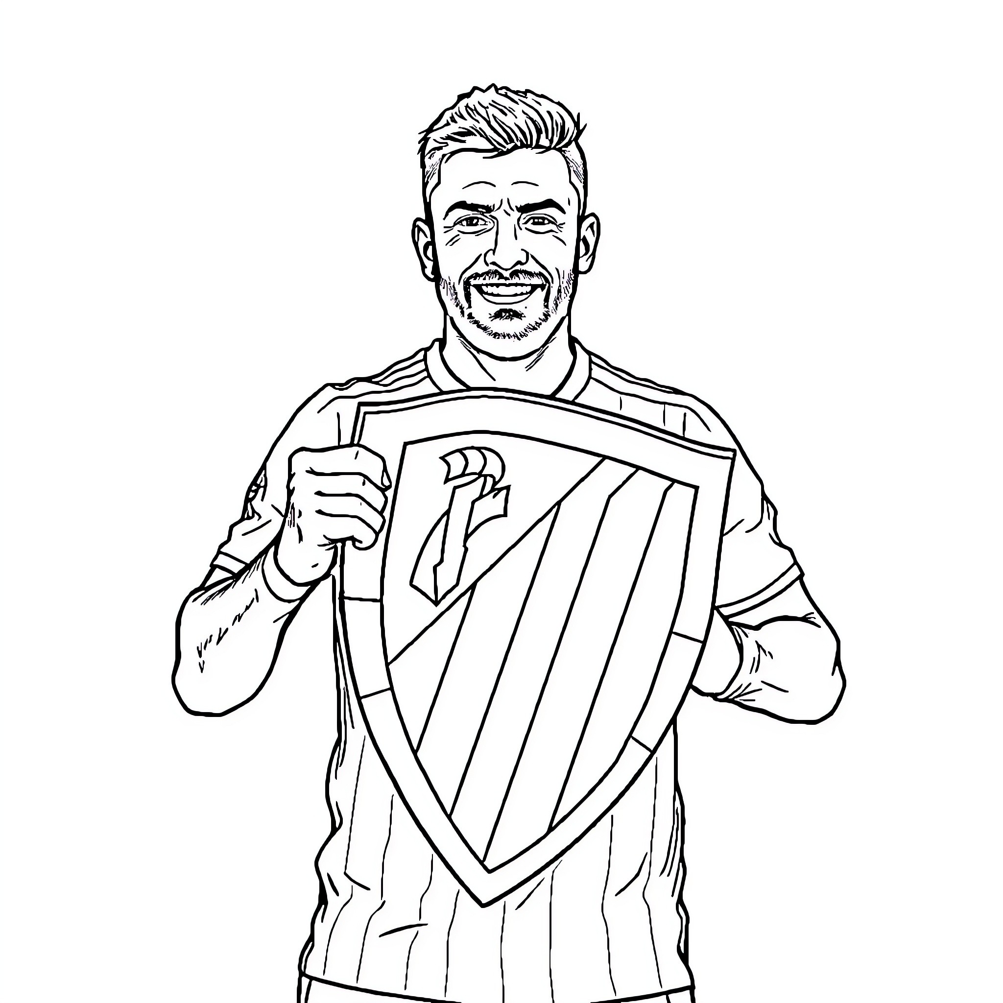 Willias Iñaki posing confidently in sportswear Coloring Page (free black-and-white line drawing printable PDF for all, from beginners to advanced learners, including children, teens, adults, and seniors)
