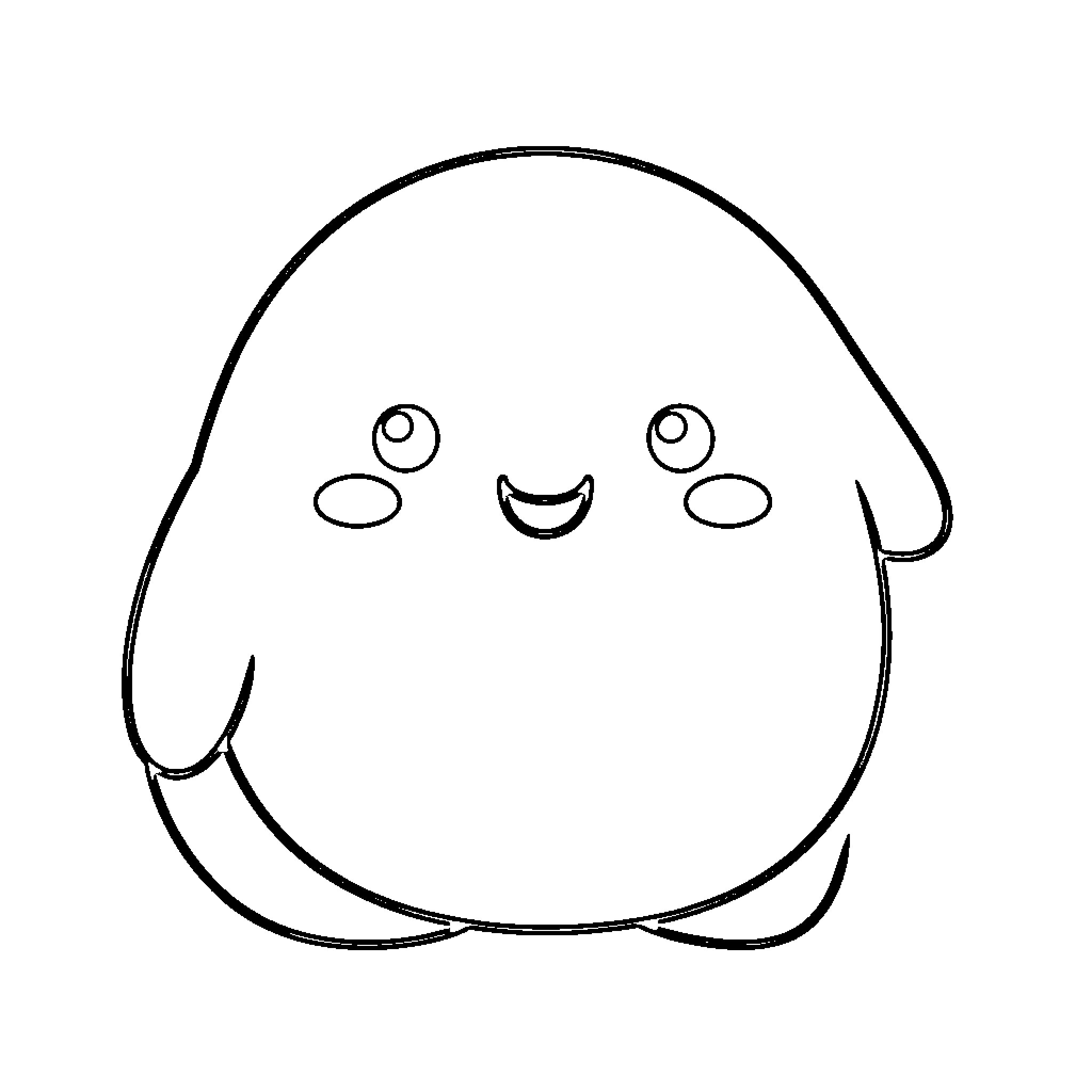 Squishmallow character with happy expression Coloring Page (free black-and-white line drawing printable PDF for all, from beginners to advanced learners, including children, teens, adults, and seniors)