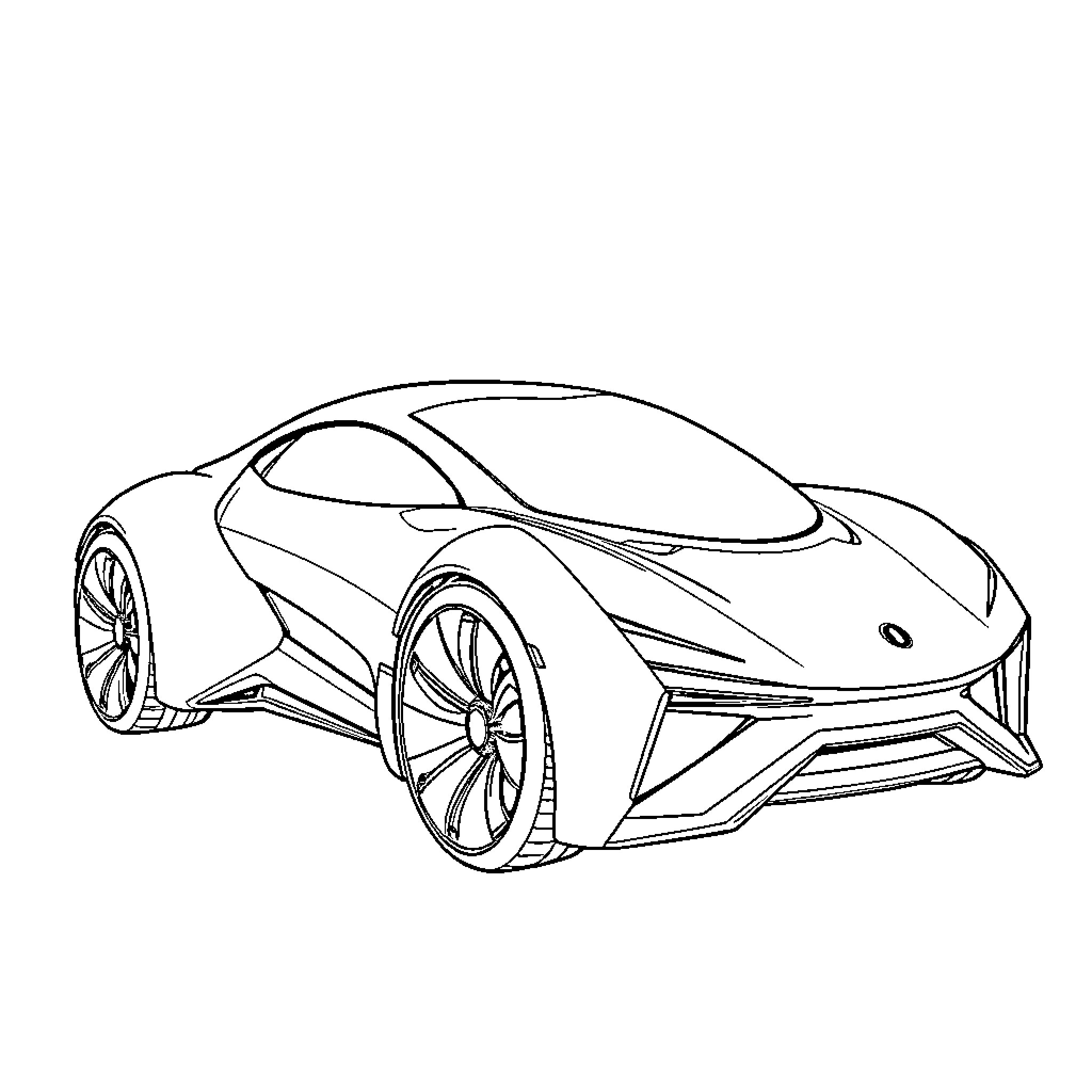 TX2 Sports Car Concept Design Coloring Page (free black-and-white line drawing printable PDF for all, from beginners to advanced learners, including children, teens, adults, and seniors)
