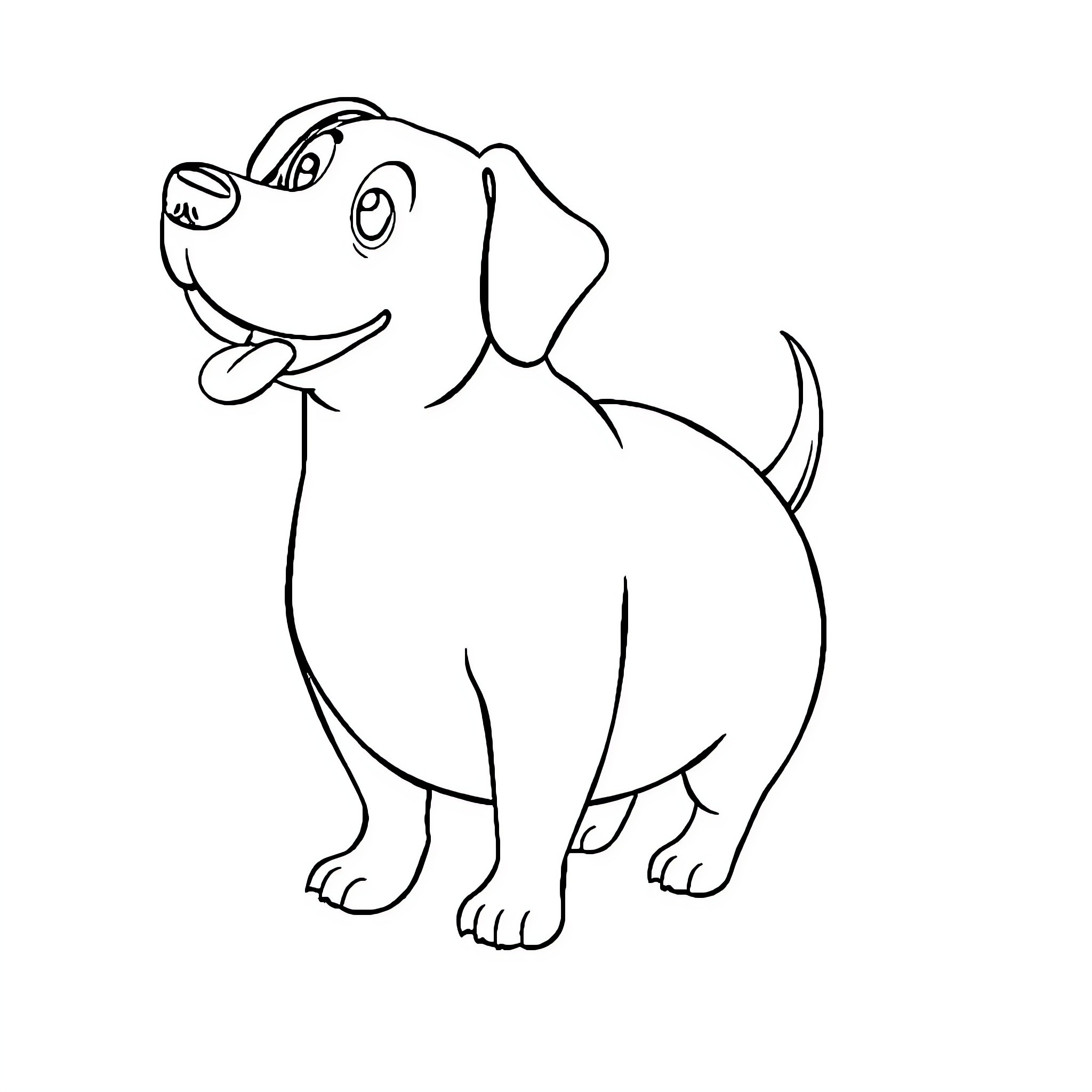Perro happily wagging its tail Coloring Page (free black-and-white line drawing printable PDF for all, from beginners to advanced learners, including children, teens, adults, and seniors)