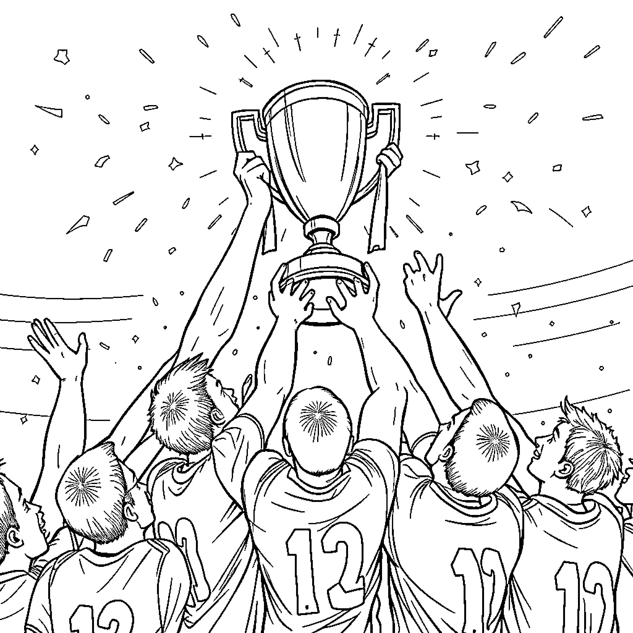 Trophy of Triumphant Celebration Coloring Page (free black-and-white line drawing printable PDF for all, from beginners to advanced learners, including children, teens, adults, and seniors)