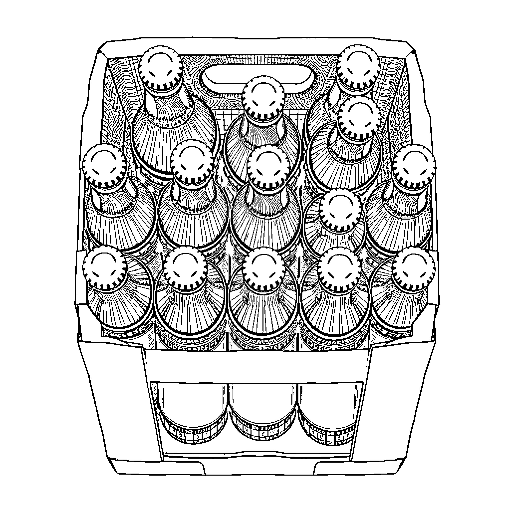 Bottle containing an arrangement of intricate patterns Coloring Page (free black-and-white line drawing printable PDF for all, from beginners to advanced learners, including children, teens, adults, and seniors)