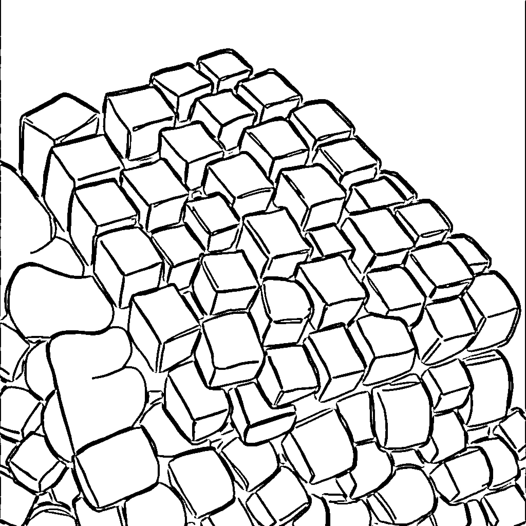 Cuboidal Epithelium Cells in Abstract Formation Coloring Page (free black-and-white line drawing printable PDF for all, from beginners to advanced learners, including children, teens, adults, and seniors)