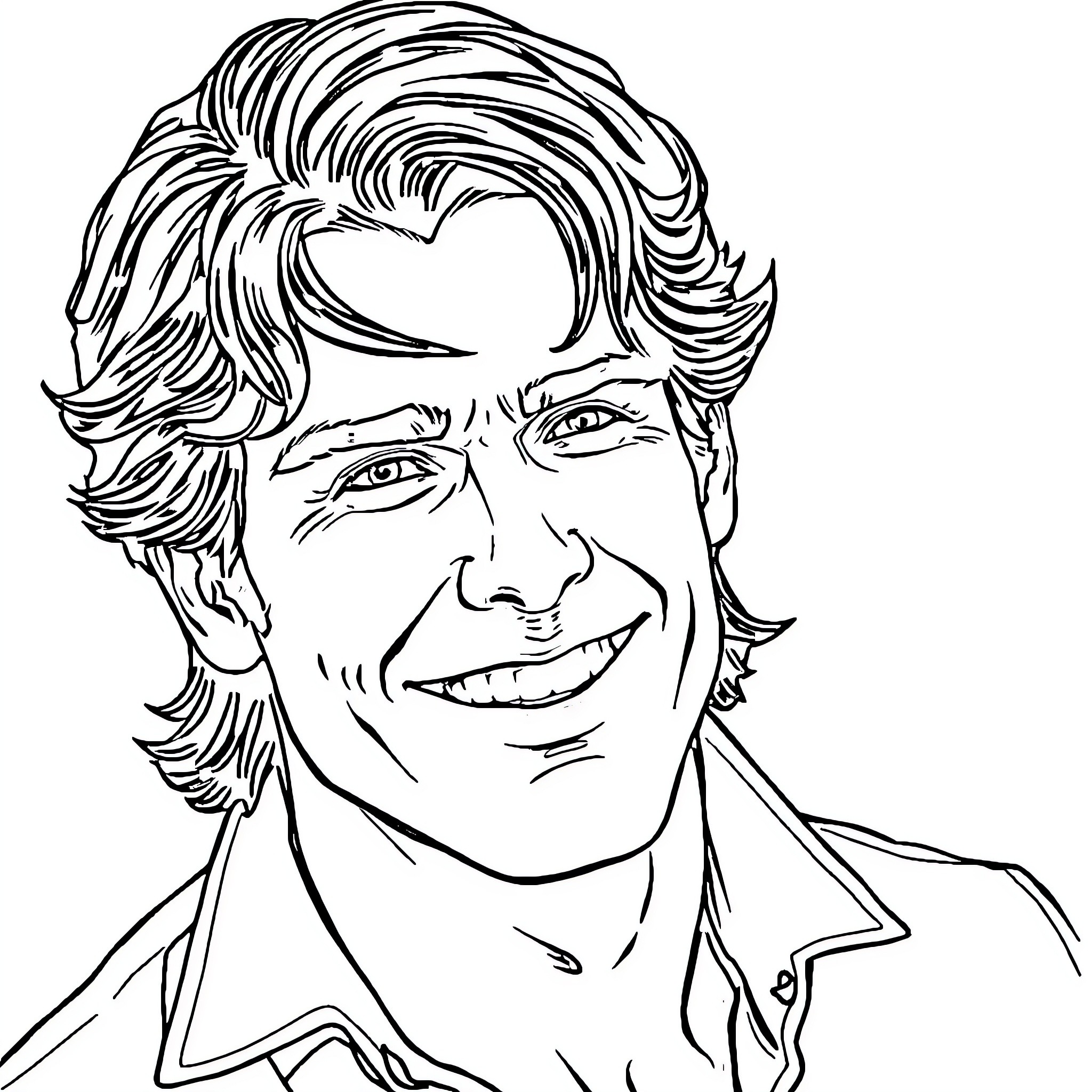 Damon Salvatore's Charming Smile and Stylish Appearance Coloring Page (free black-and-white line drawing printable PDF for all, from beginners to advanced learners, including children, teens, adults, and seniors)
