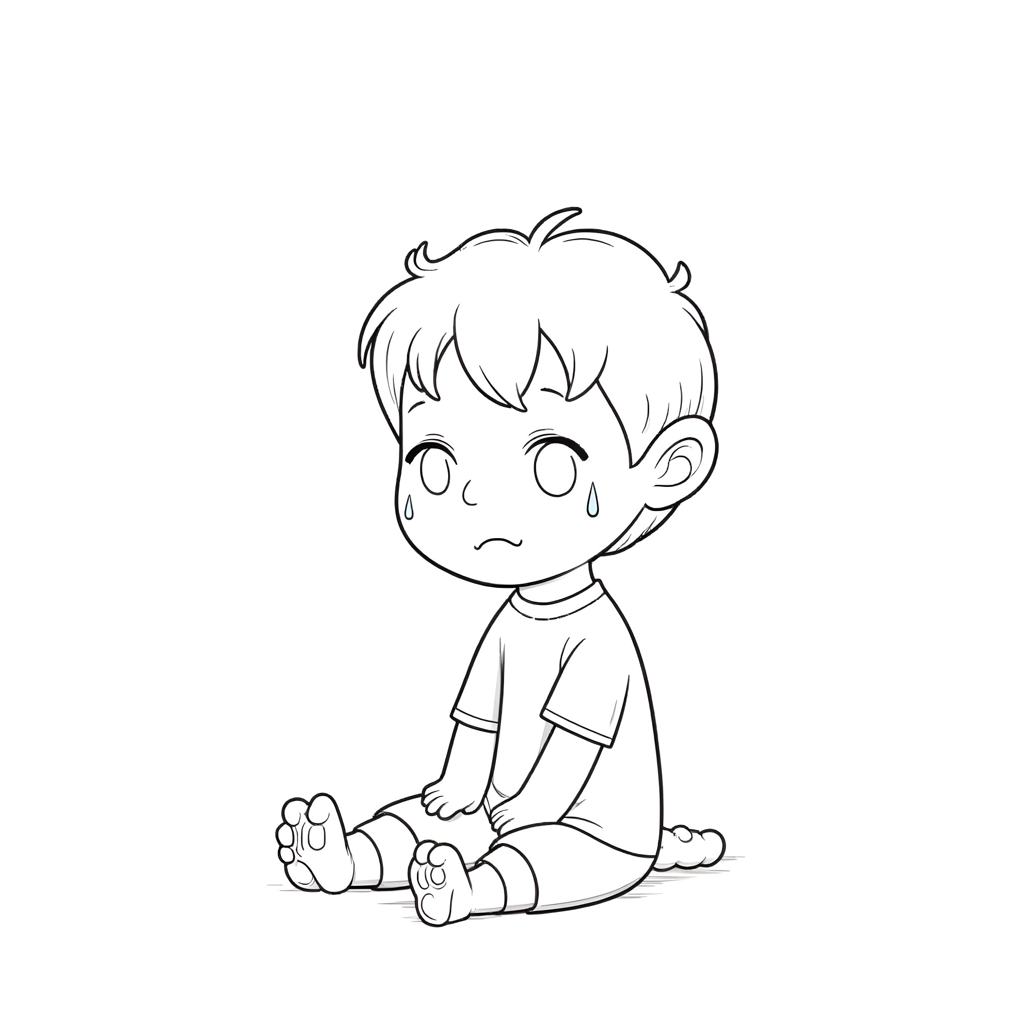 Weezer character in a sad and contemplative pose Coloring Page (free black-and-white line drawing printable PDF for all, from beginners to advanced learners, including children, teens, adults, and seniors)