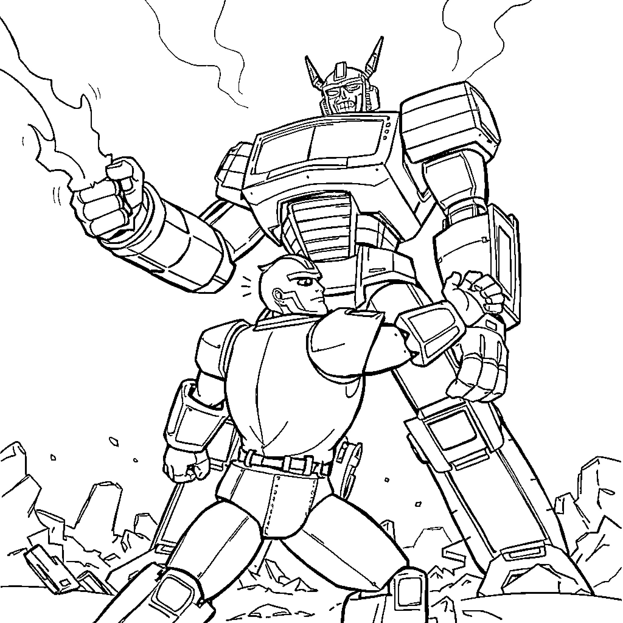 Monsieur Indestructible in Epic Battle Stance Coloring Page (free black-and-white line drawing printable PDF for all, from beginners to advanced learners, including children, teens, adults, and seniors)