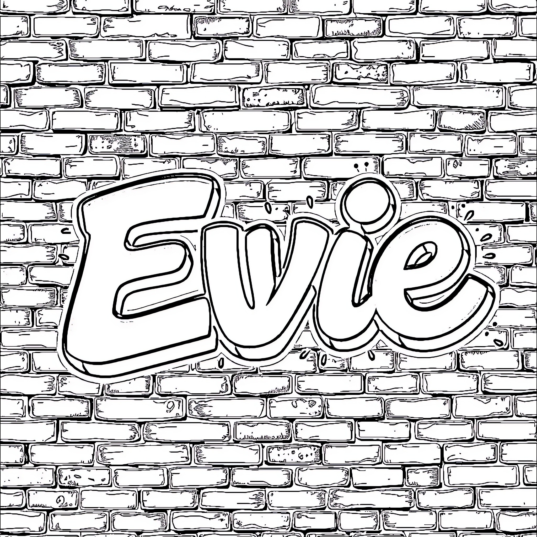 Evie's Graffiti Wall Art Adventure Coloring Page (free black-and-white line drawing printable PDF for all, from beginners to advanced learners, including children, teens, adults, and seniors)