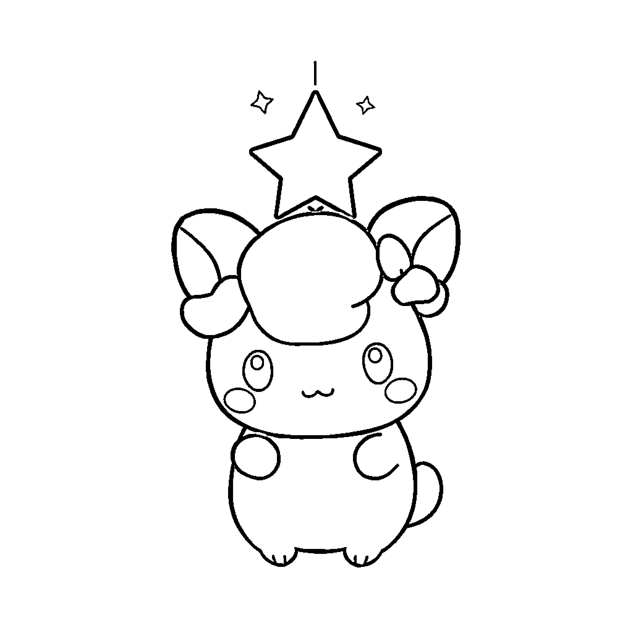 Cinnamoroll cheerfully reaching for the stars Coloring Page (free black-and-white line drawing printable PDF for all, from beginners to advanced learners, including children, teens, adults, and seniors)