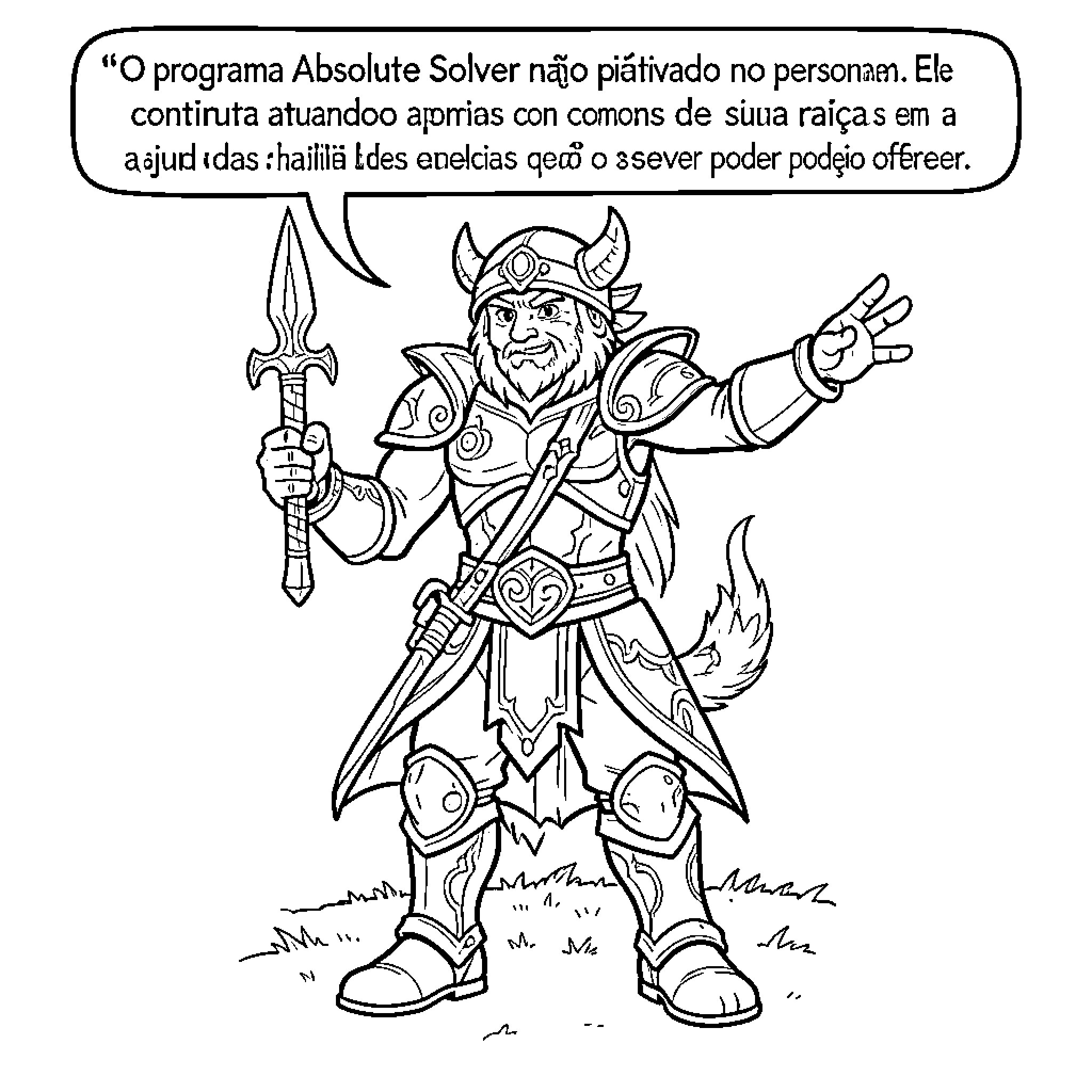 Solver dressed as warrior giving command Coloring Page (free black-and-white line drawing printable PDF for all, from beginners to advanced learners, including children, teens, adults, and seniors)