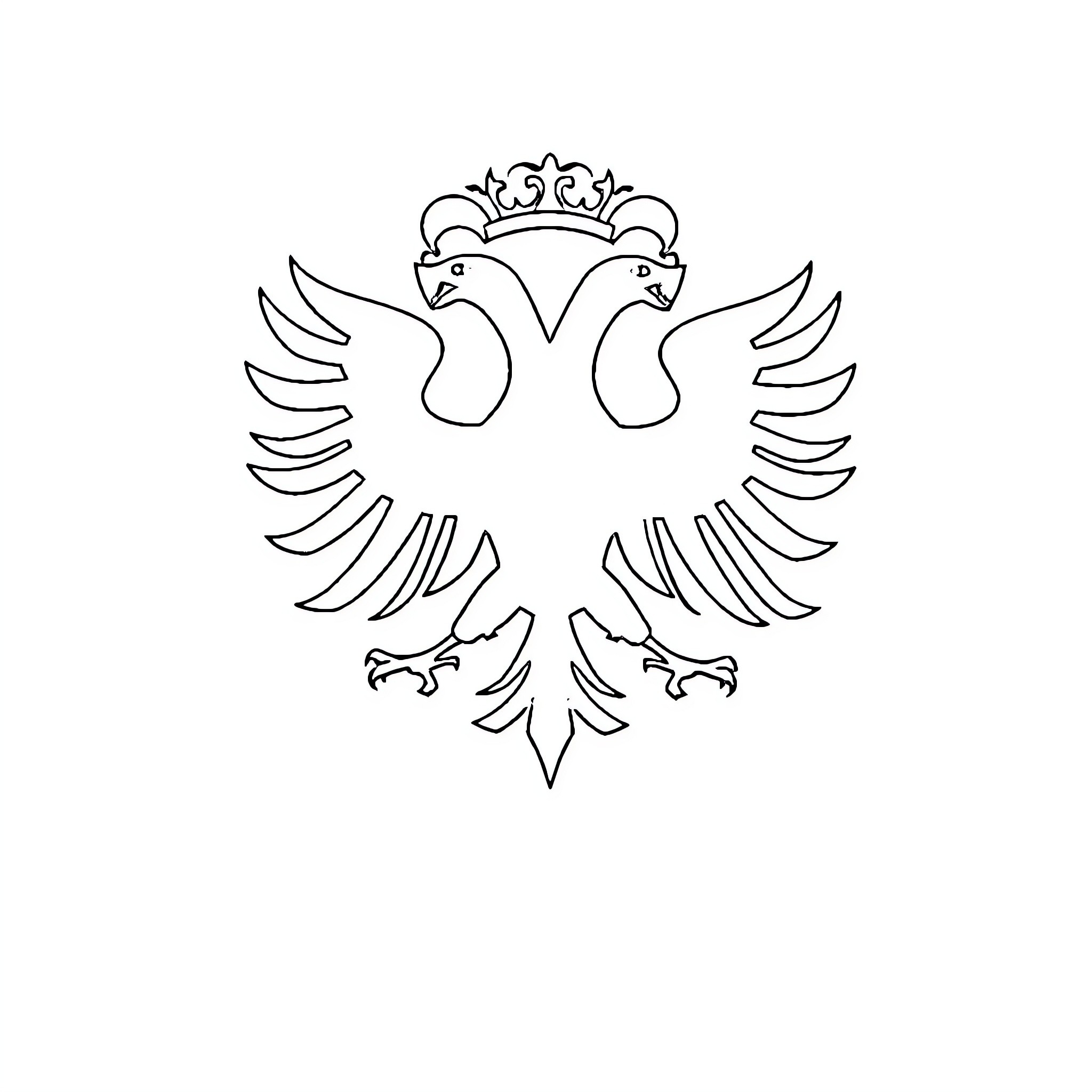 Flag of heraldic double-headed eagle Coloring Page (free black-and-white line drawing printable PDF for all, from beginners to advanced learners, including children, teens, adults, and seniors)