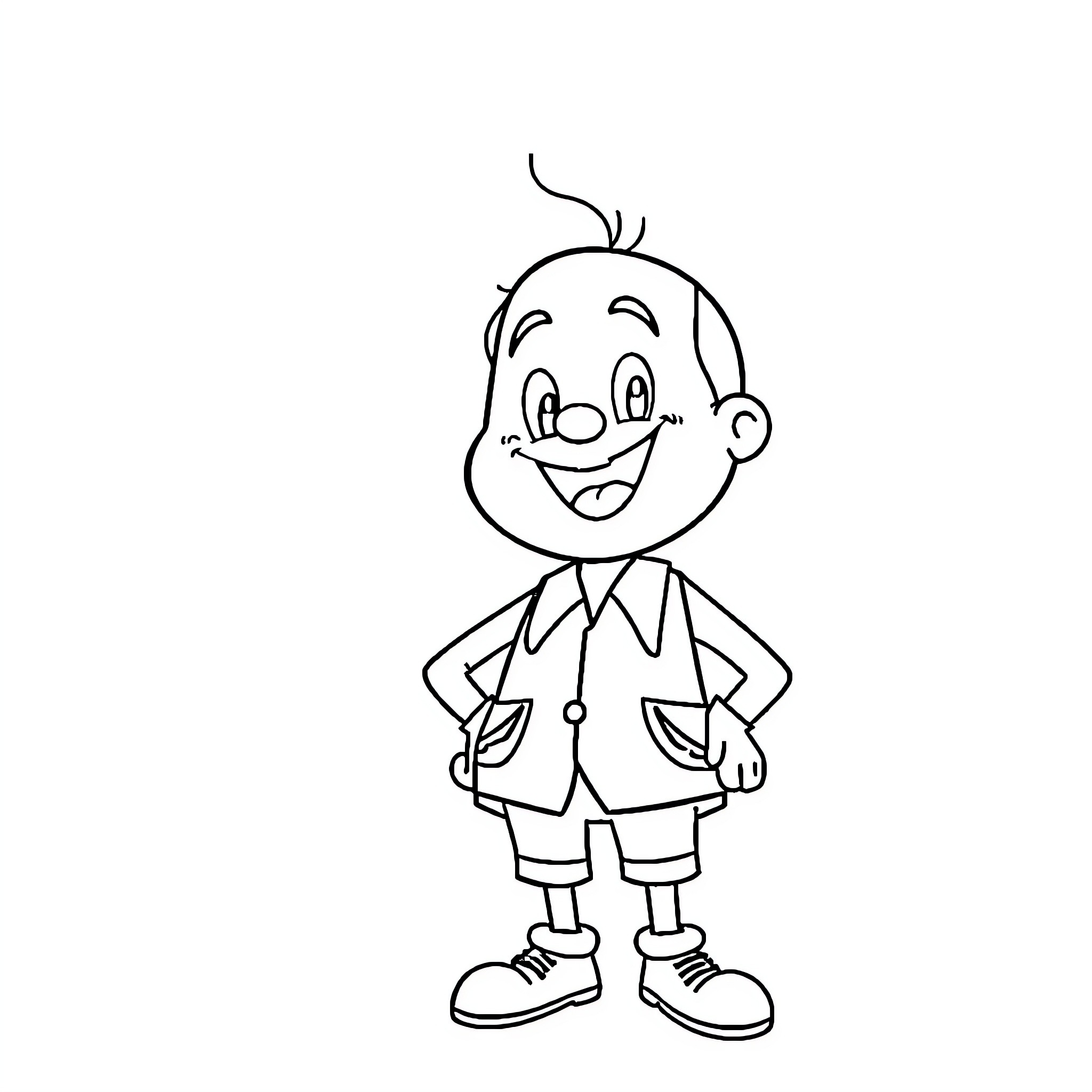 McDonald Character in formal outfit and happy expression Coloring Page (free black-and-white line drawing printable PDF for all, from beginners to advanced learners, including children, teens, adults, and seniors)