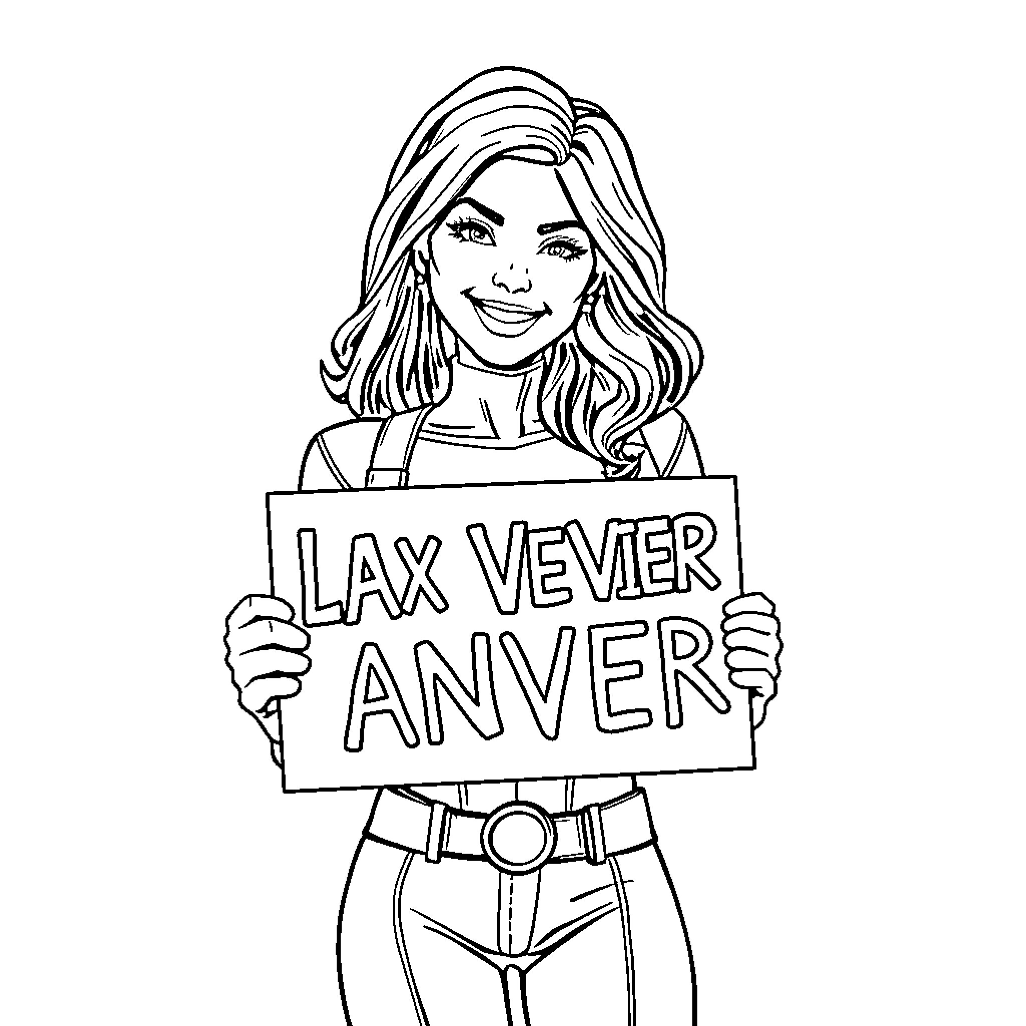 Alex Danvers holding a protest sign Coloring Page (free black-and-white line drawing printable PDF for all, from beginners to advanced learners, including children, teens, adults, and seniors)