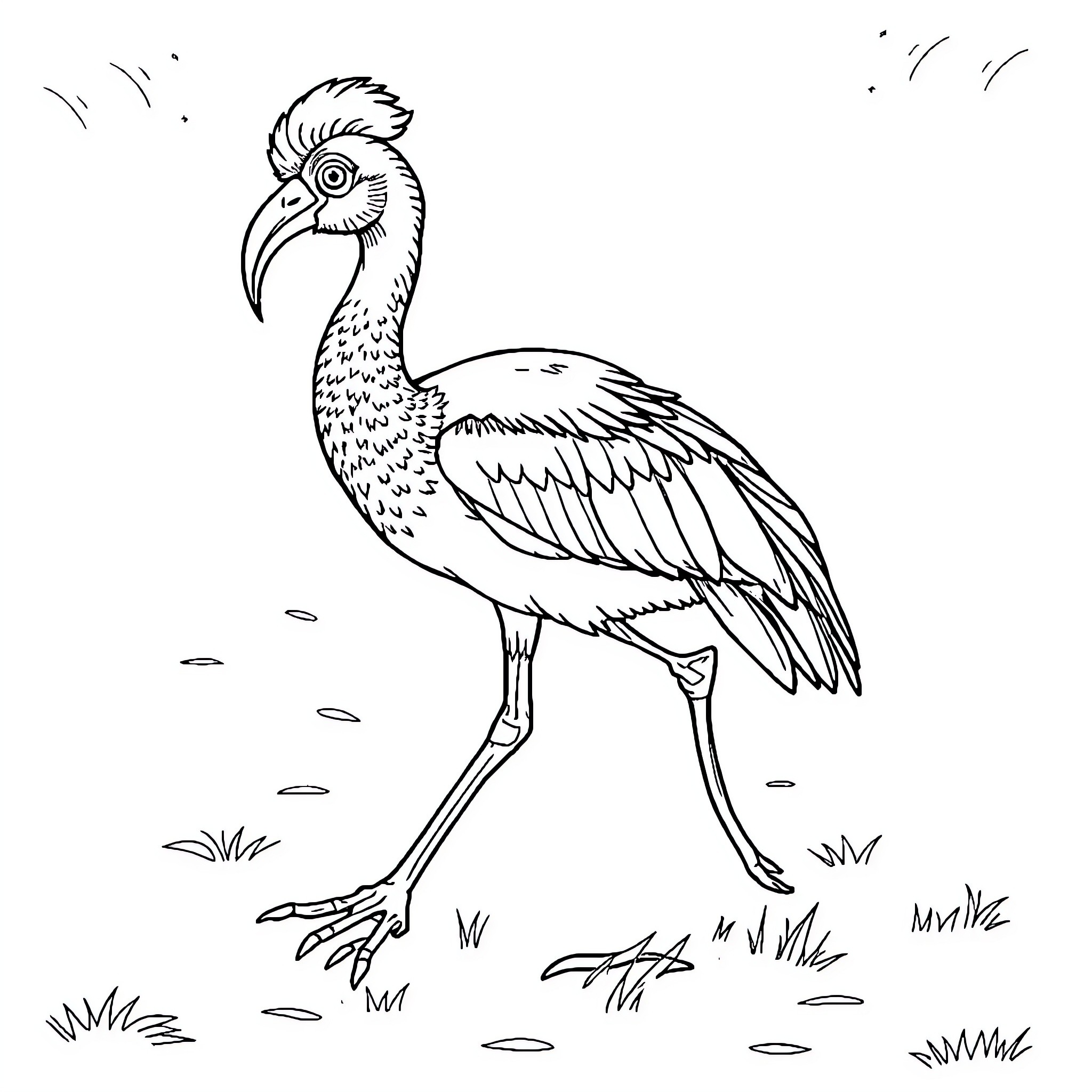 Mammal bird with unique feathers in nature Coloring Page (free black-and-white line drawing printable PDF for all, from beginners to advanced learners, including children, teens, adults, and seniors)