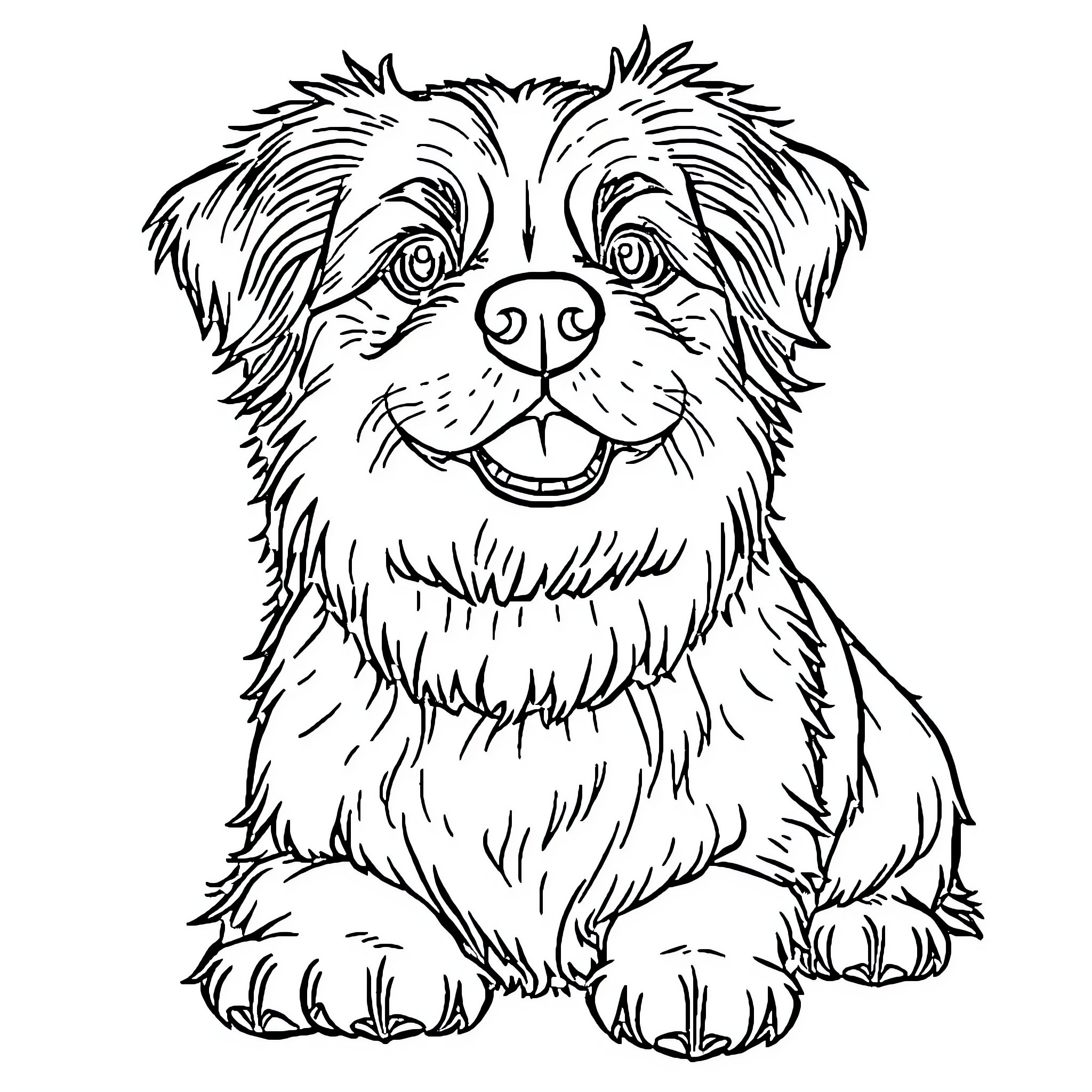 Cocker Spaniel Puppy's Adorable Expression Coloring Page (free black-and-white line drawing printable PDF for all, from beginners to advanced learners, including children, teens, adults, and seniors)
