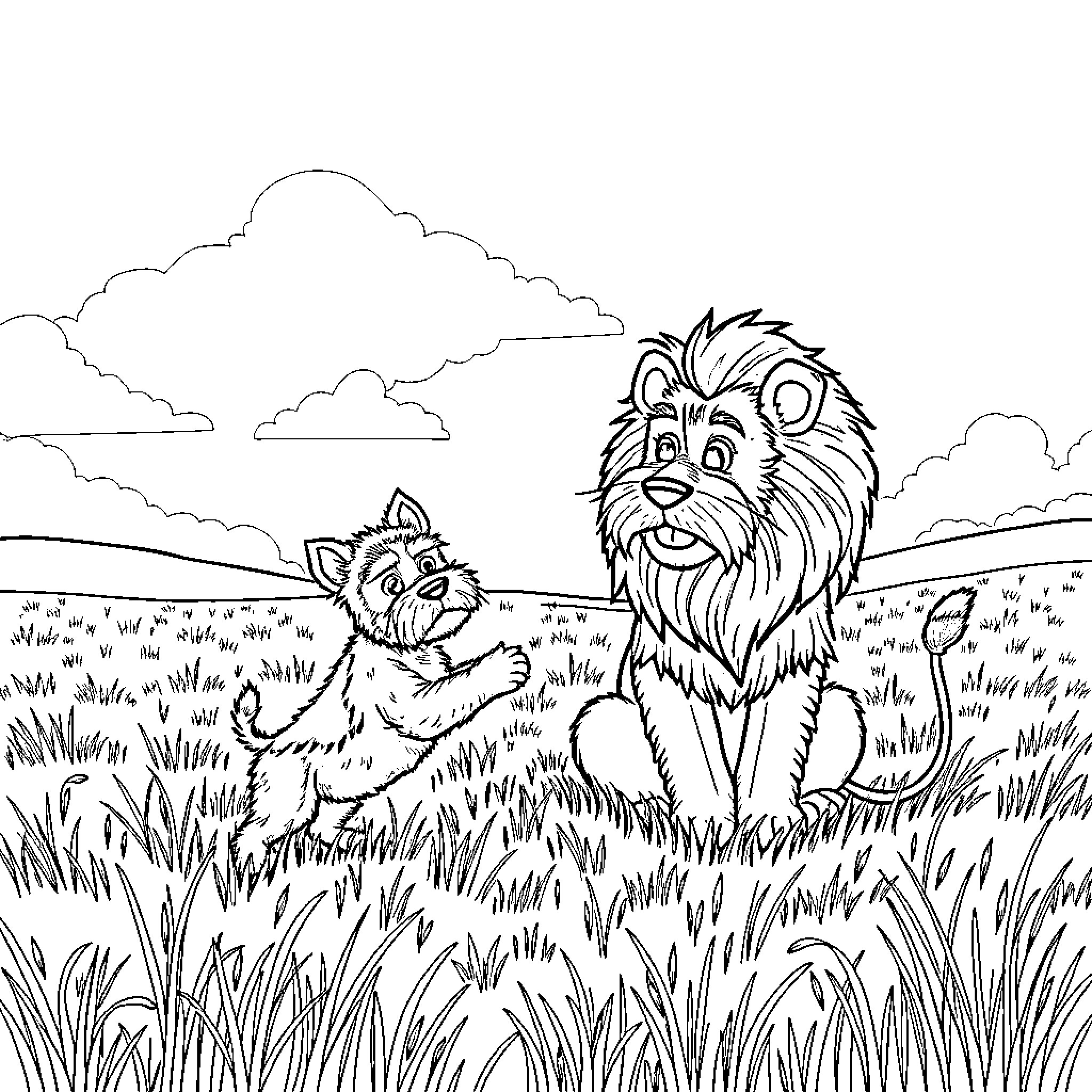 Schnauzers enjoying the outdoors Coloring Page (free black-and-white line drawing printable PDF for all, from beginners to advanced learners, including children, teens, adults, and seniors)