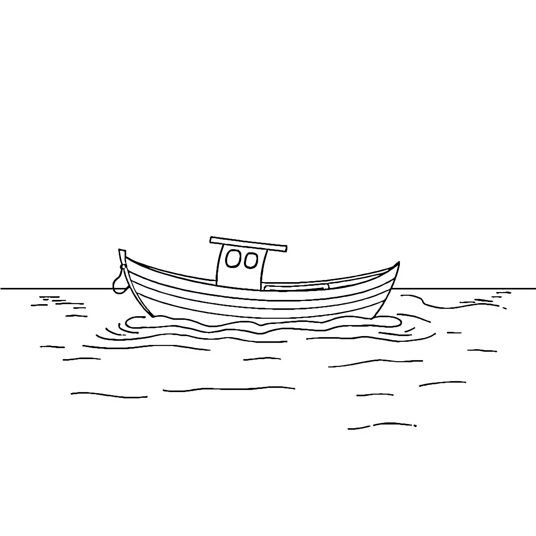 Boat sailing on the waves Coloring Page (free black-and-white line drawing printable PDF for all, from beginners to advanced learners, including children, teens, adults, and seniors)