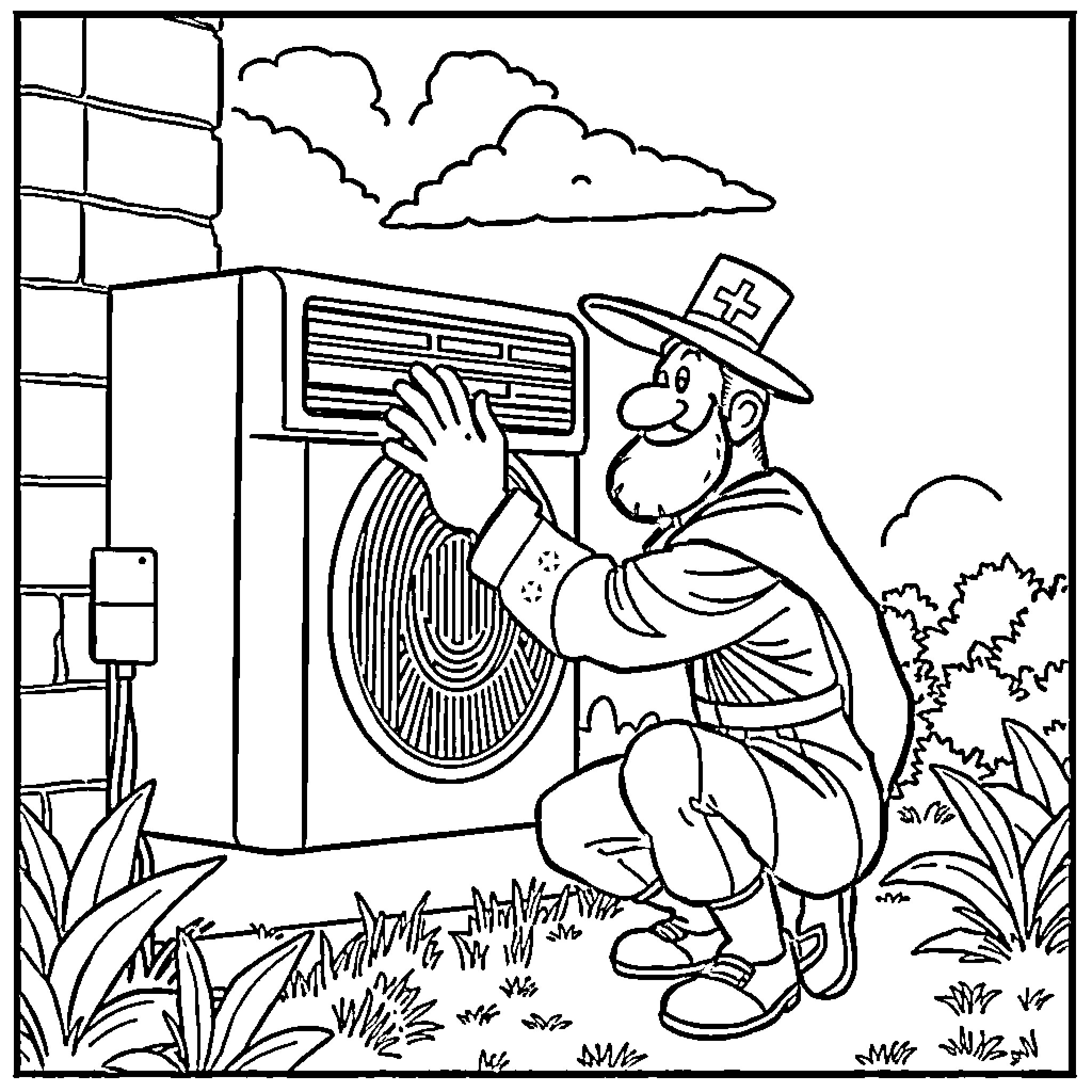 Peacemaker tending to the injured in the wilderness Coloring Page (free black-and-white line drawing printable PDF for all, from beginners to advanced learners, including children, teens, adults, and seniors)