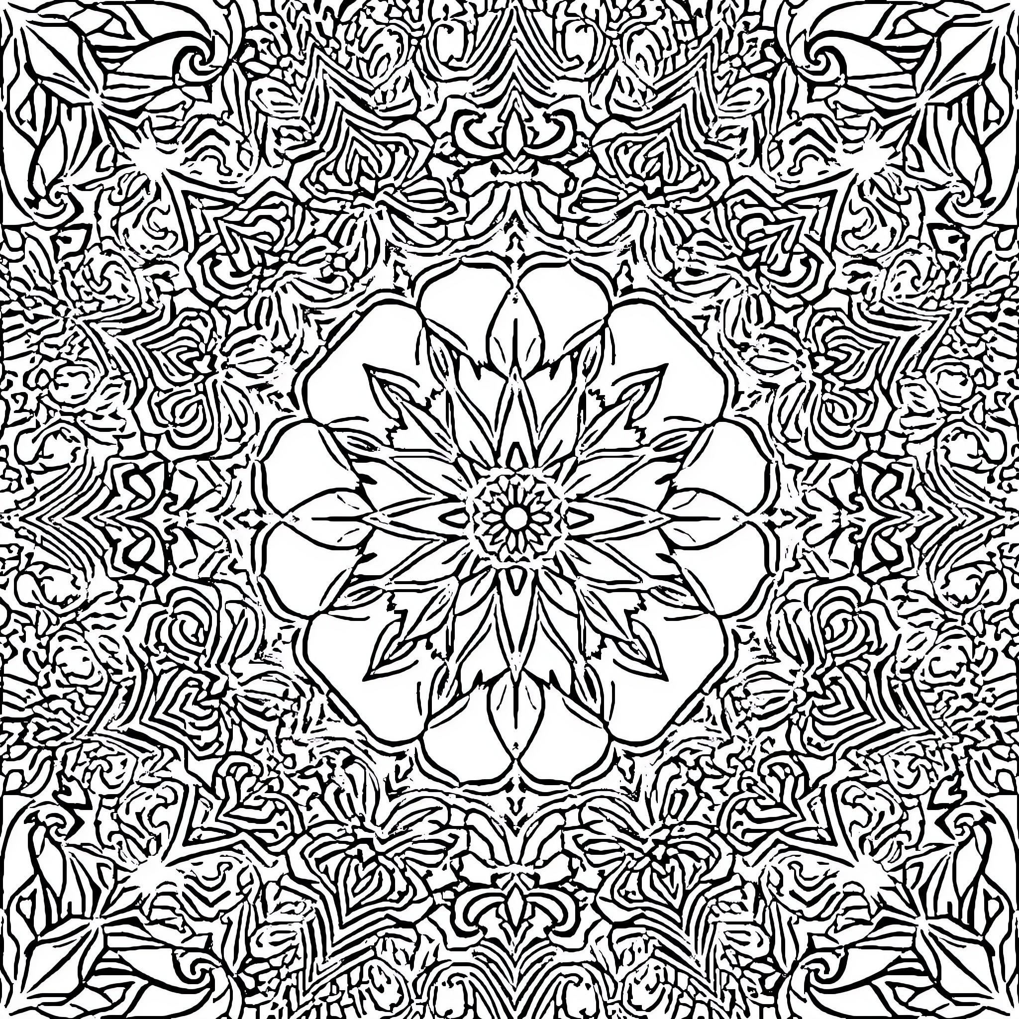 Duck pattern with intricate floral designs Coloring Page (free black-and-white line drawing printable PDF for all, from beginners to advanced learners, including children, teens, adults, and seniors)