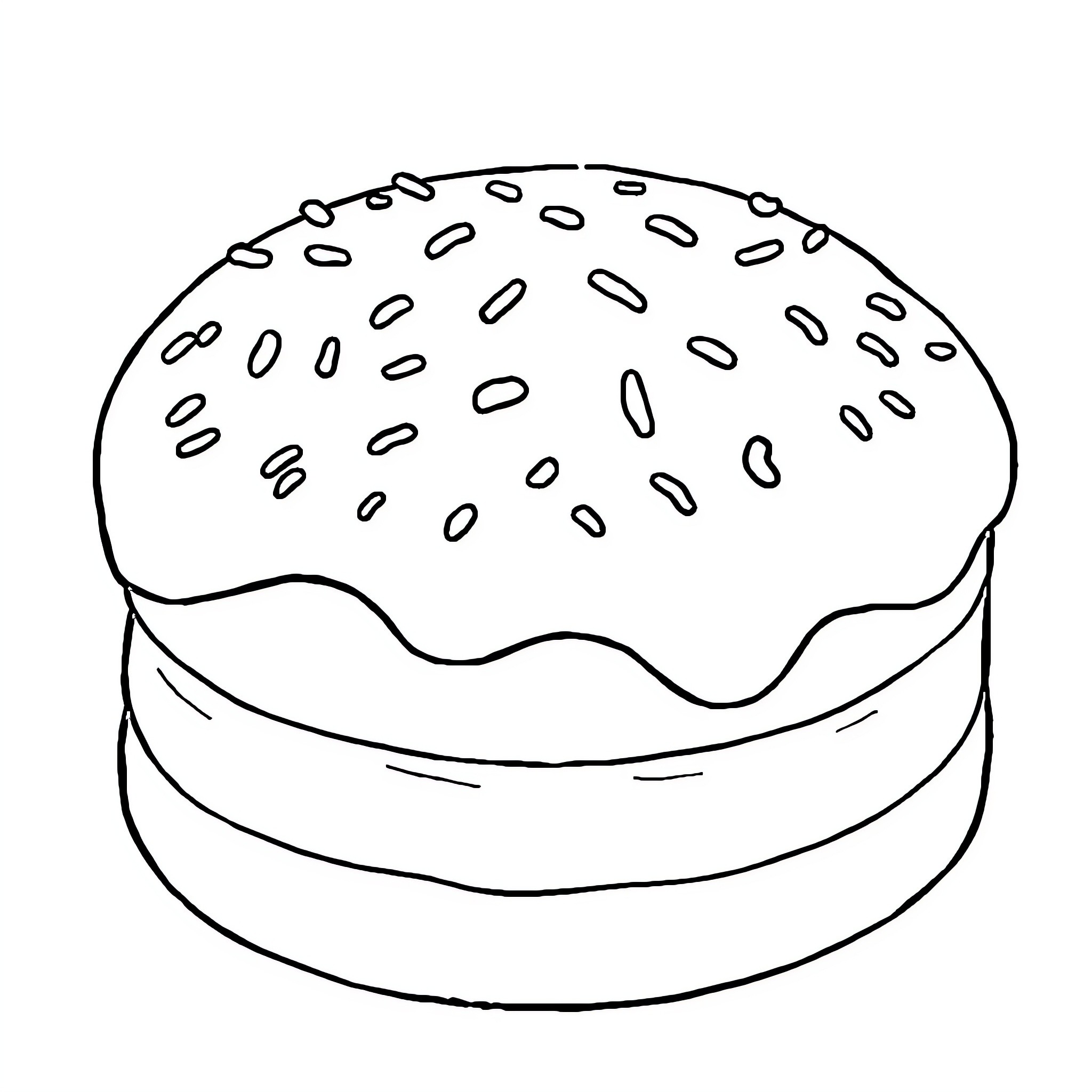 Cake with decorative frosting Coloring Page (free black-and-white line drawing printable PDF for all, from beginners to advanced learners, including children, teens, adults, and seniors)