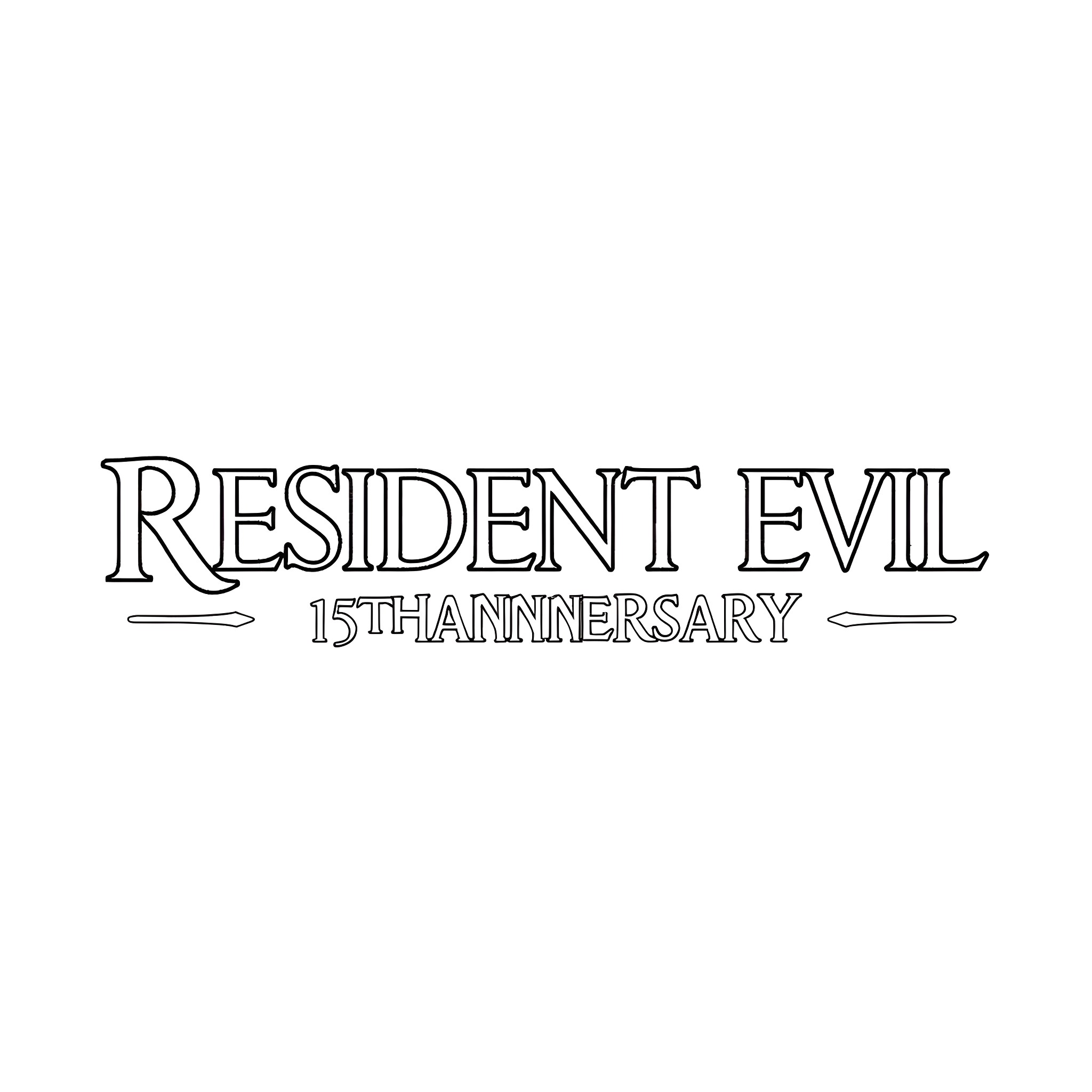 Resident Evil 15th Anniversary Logo Coloring Page (free black-and-white line drawing printable PDF for all, from beginners to advanced learners, including children, teens, adults, and seniors)