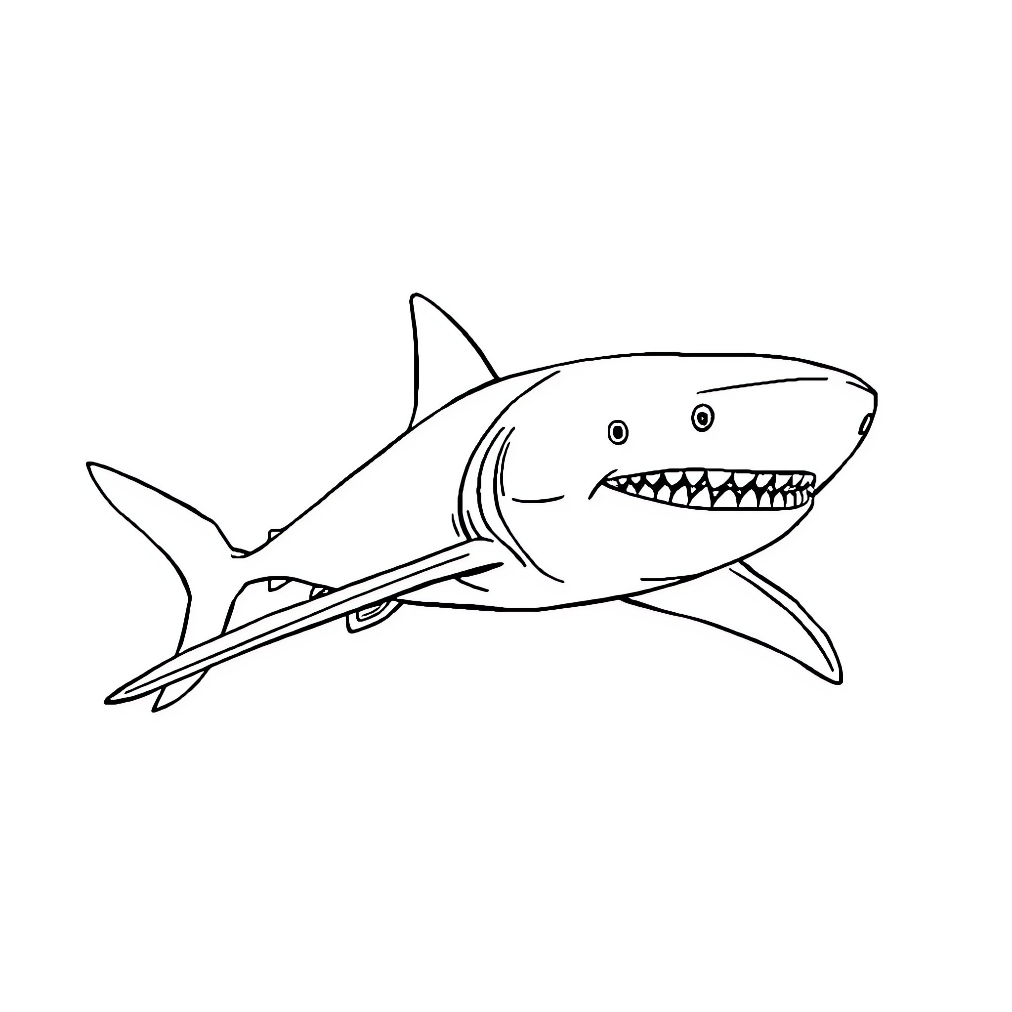 Frilled Shark with open mouth Coloring Page (free black-and-white line drawing printable PDF for all, from beginners to advanced learners, including children, teens, adults, and seniors)