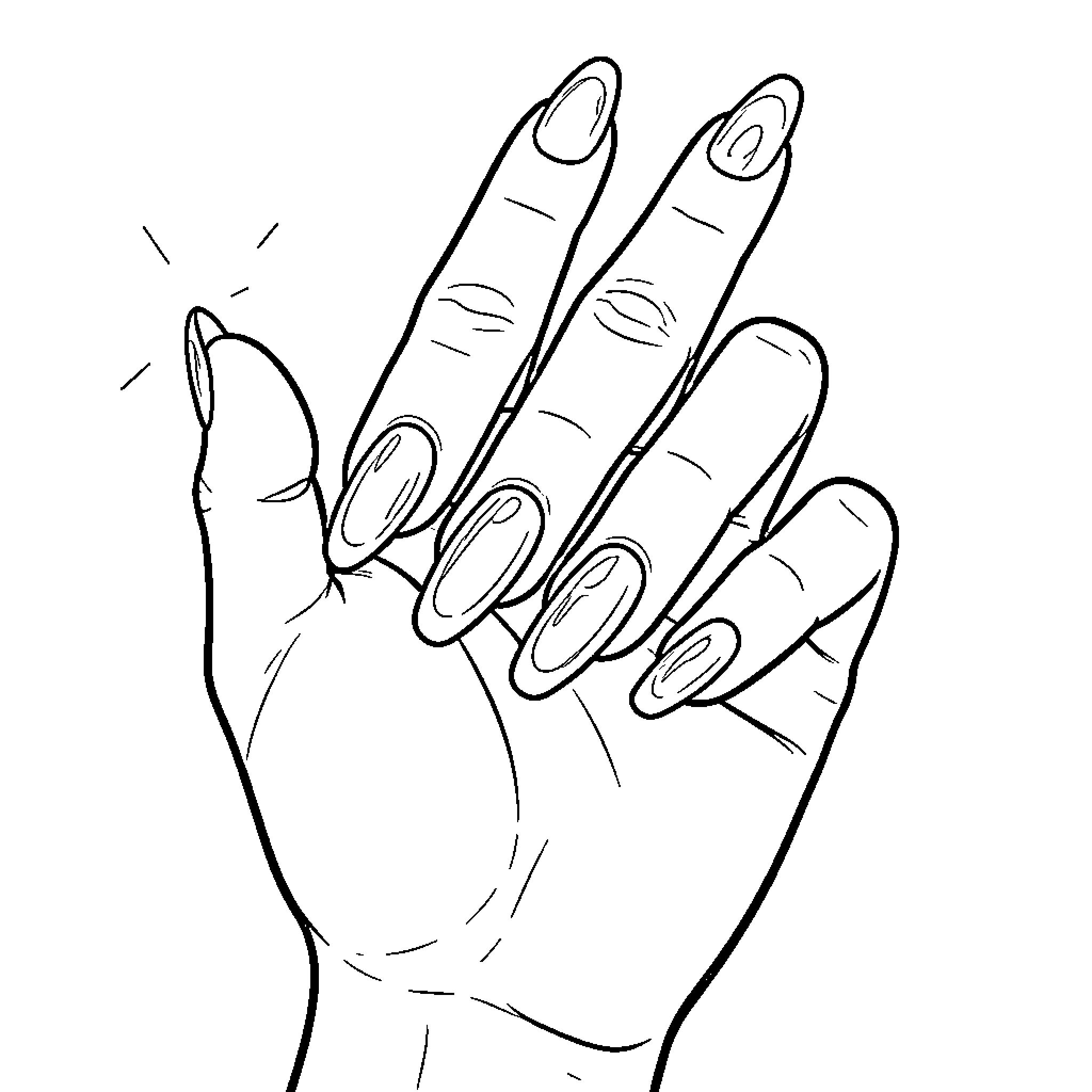 Hand gesturing with fingers Coloring Page (free black-and-white line drawing printable PDF for all, from beginners to advanced learners, including children, teens, adults, and seniors)