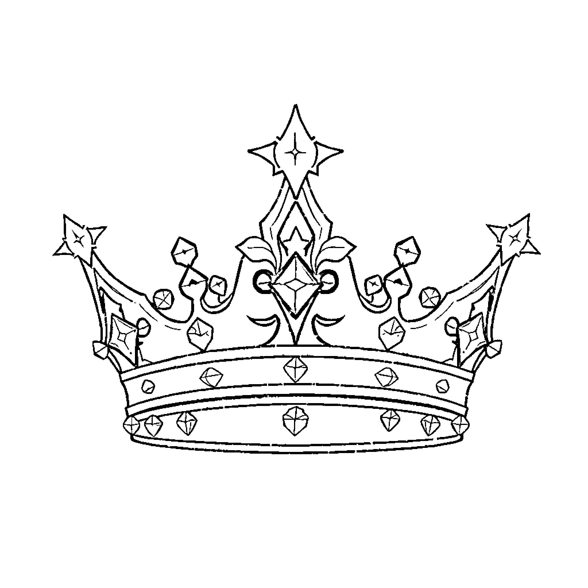 Crown of intricate design and embellishments Coloring Page (free black-and-white line drawing printable PDF for all, from beginners to advanced learners, including children, teens, adults, and seniors)