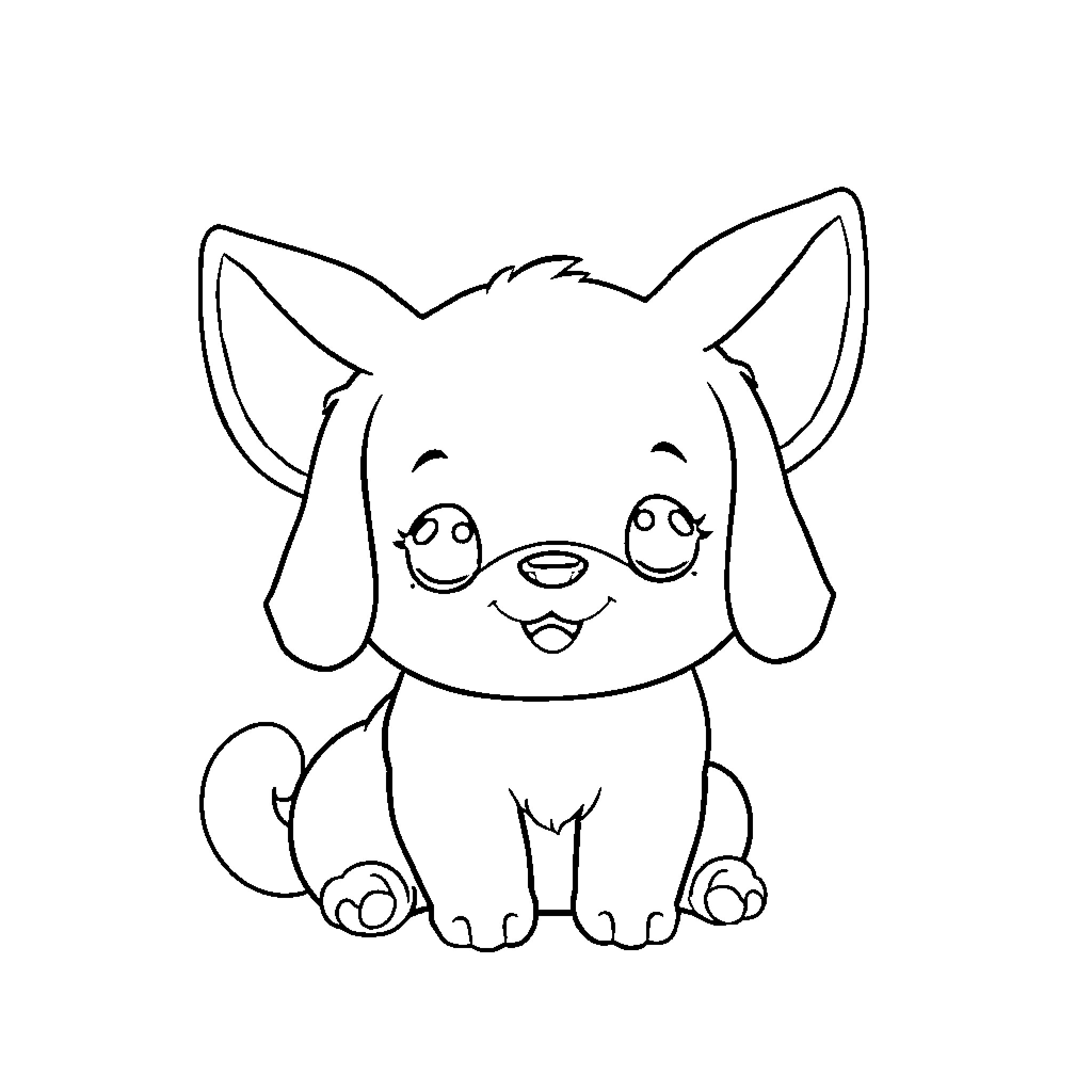 Cinnamoroll's Cheerful Expression Coloring Page (free black-and-white line drawing printable PDF for all, from beginners to advanced learners, including children, teens, adults, and seniors)