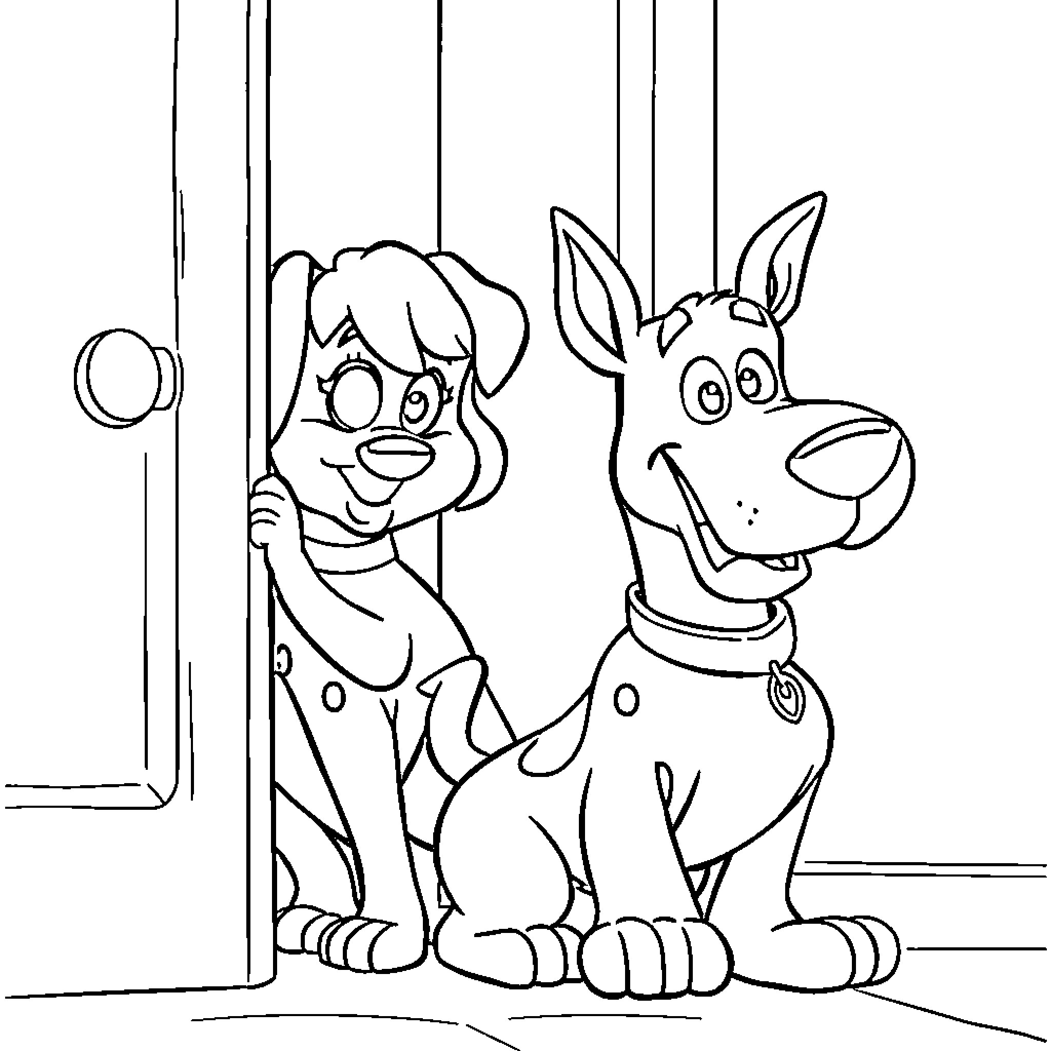 Dog and child playing together happily Coloring Page (free black-and-white line drawing printable PDF for all, from beginners to advanced learners, including children, teens, adults, and seniors)