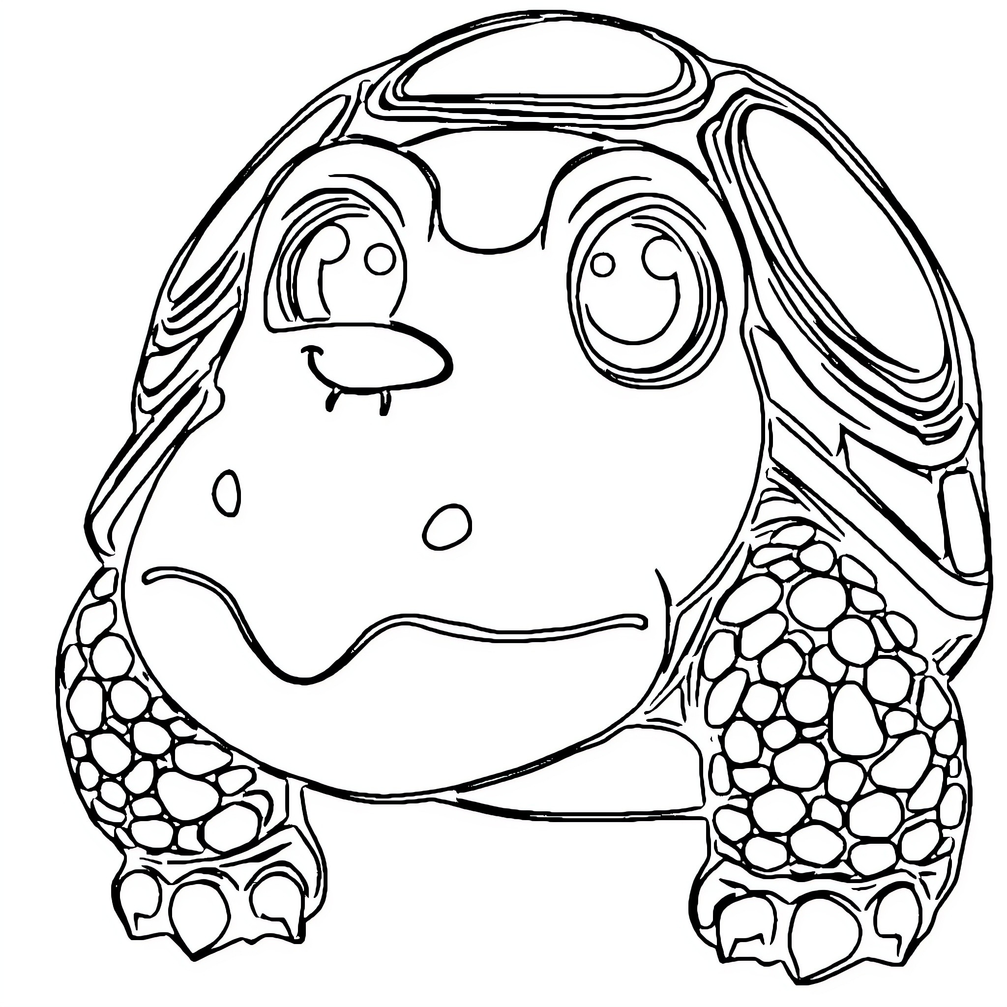 Wolf Turtle playing with colorful shapes Coloring Page (free black-and-white line drawing printable PDF for all, from beginners to advanced learners, including children, teens, adults, and seniors)