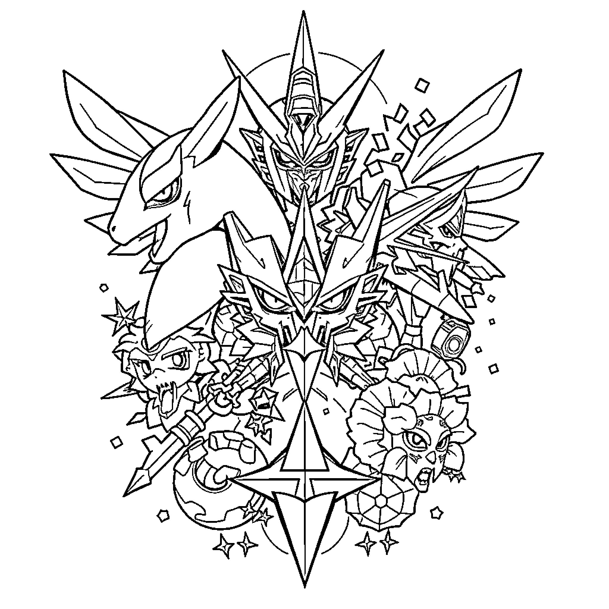 Tattoo of intricate abstract pattern Coloring Page (free black-and-white line drawing printable PDF for all, from beginners to advanced learners, including children, teens, adults, and seniors)
