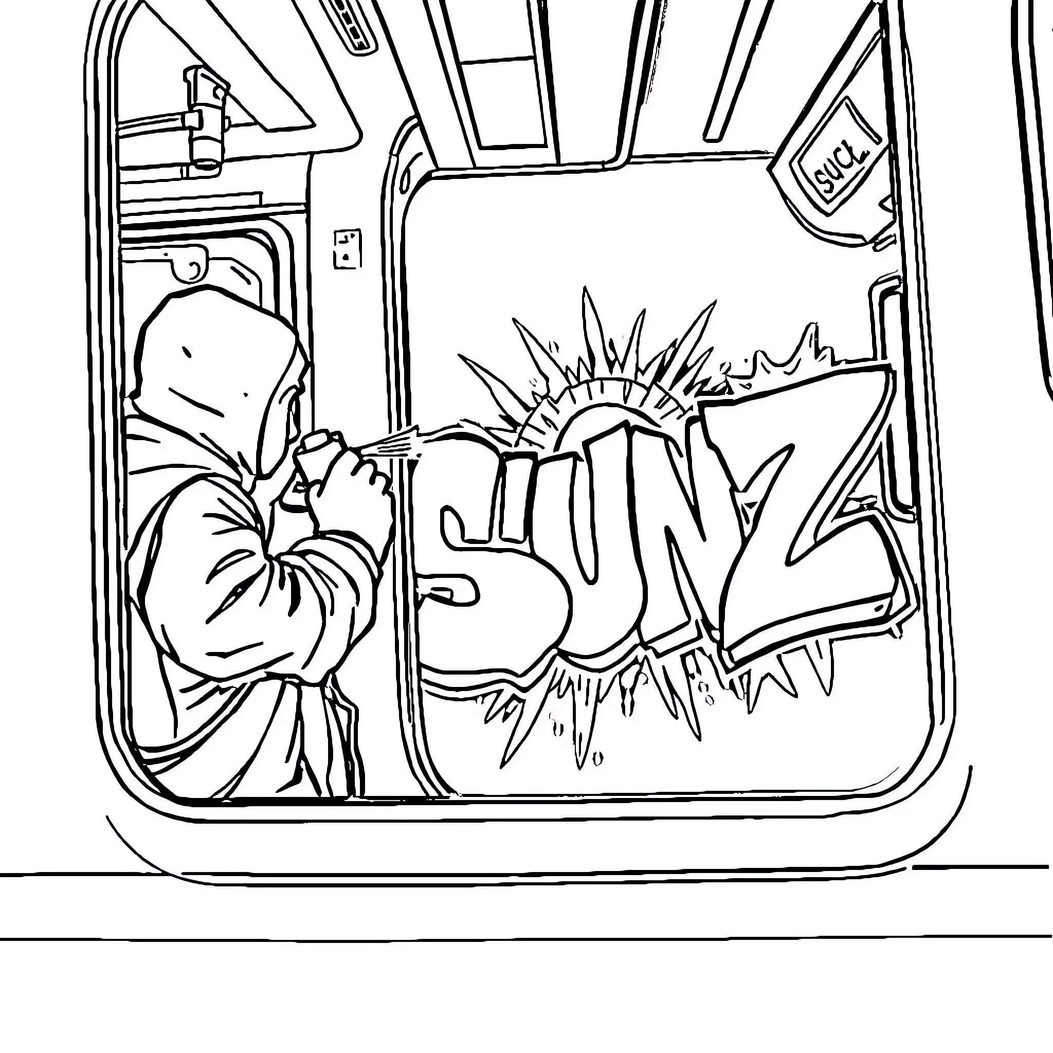 Grafitero creating vibrant urban street art Coloring Page (free black-and-white line drawing printable PDF for all, from beginners to advanced learners, including children, teens, adults, and seniors)