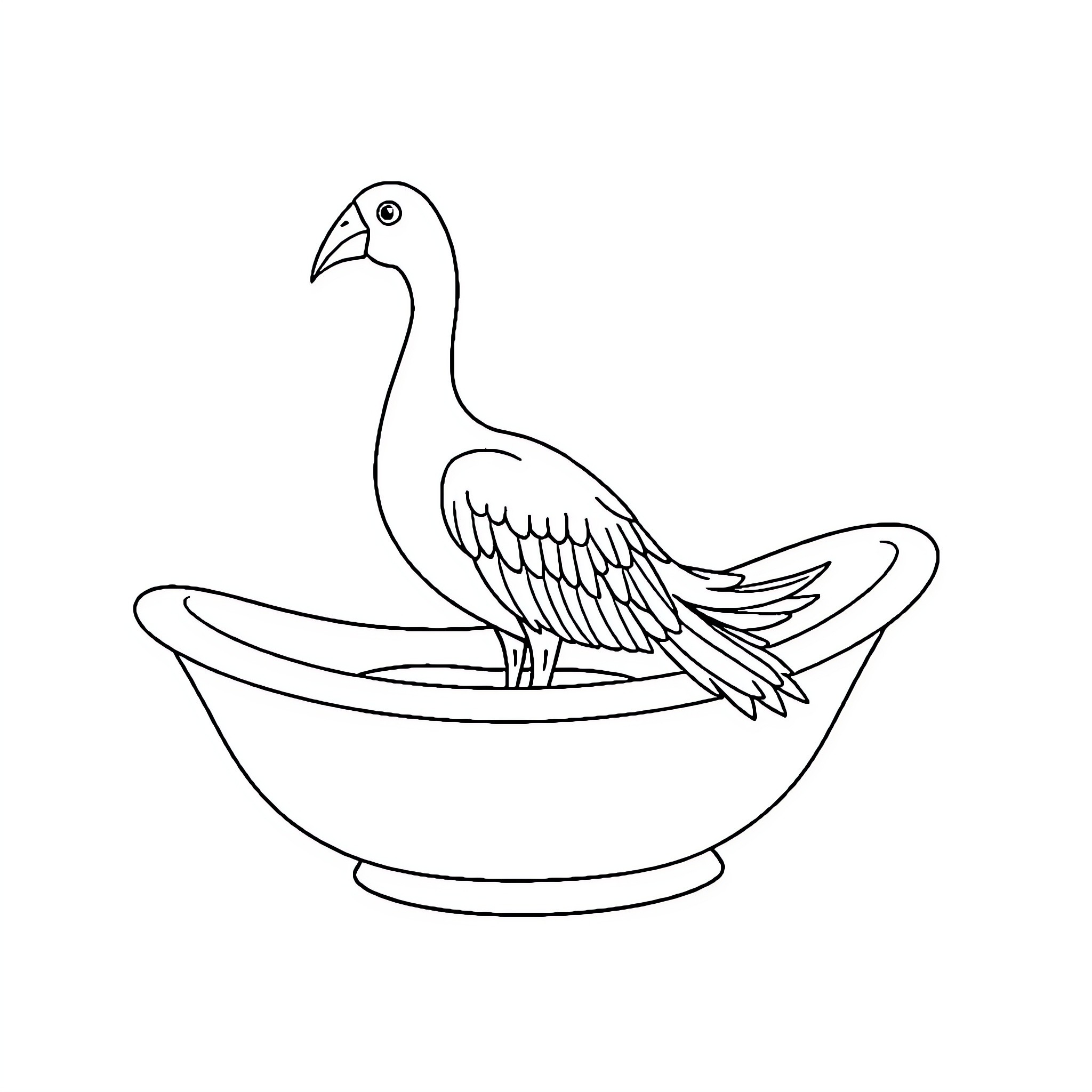 Peso Pluma bird in a bath Coloring Page (free black-and-white line drawing printable PDF for all, from beginners to advanced learners, including children, teens, adults, and seniors)