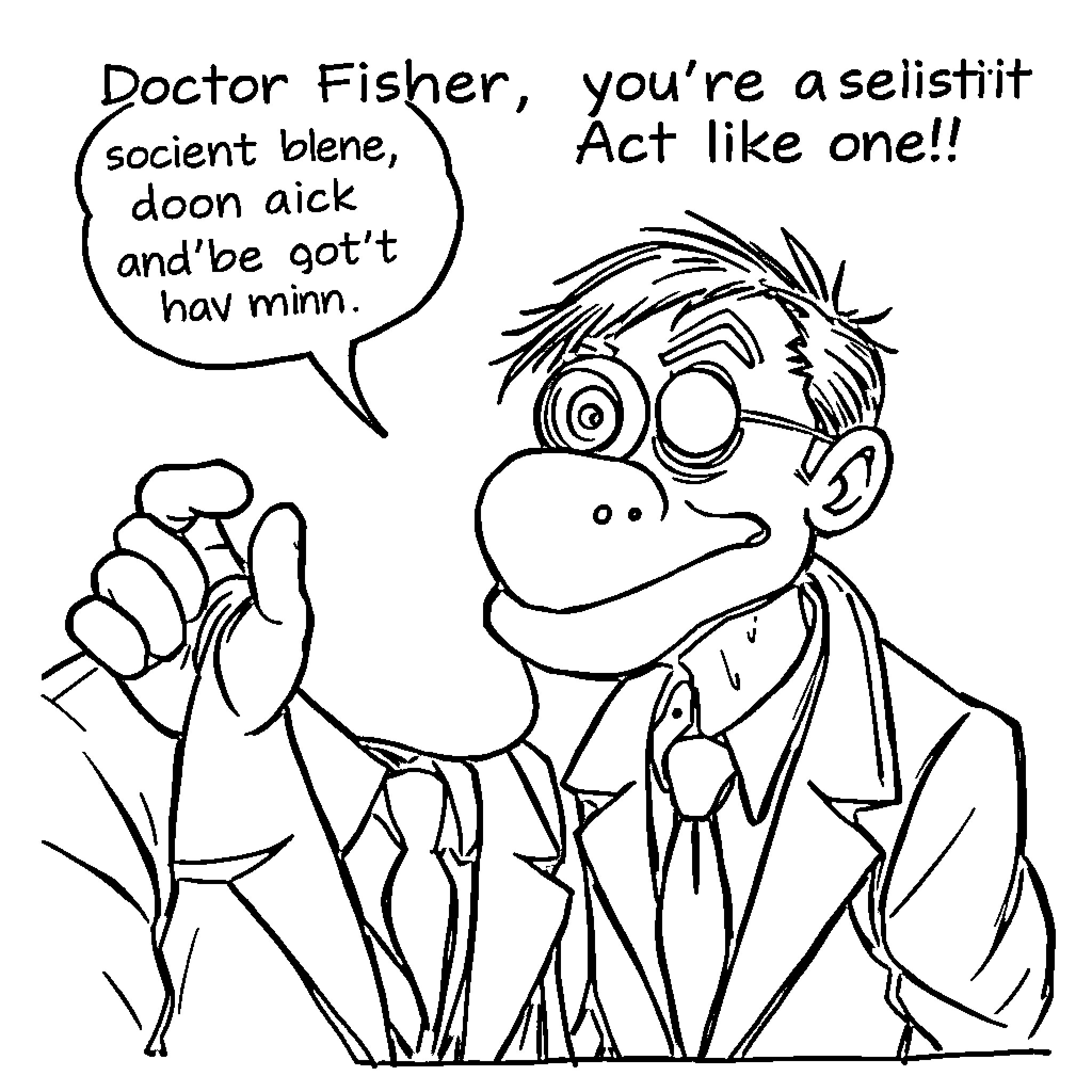 Dr. Fisher, you're a selistitit socient blene, doon aick and'be got't nav minn Coloring Page (free black-and-white line drawing printable PDF for all, from beginners to advanced learners, including children, teens, adults, and seniors)