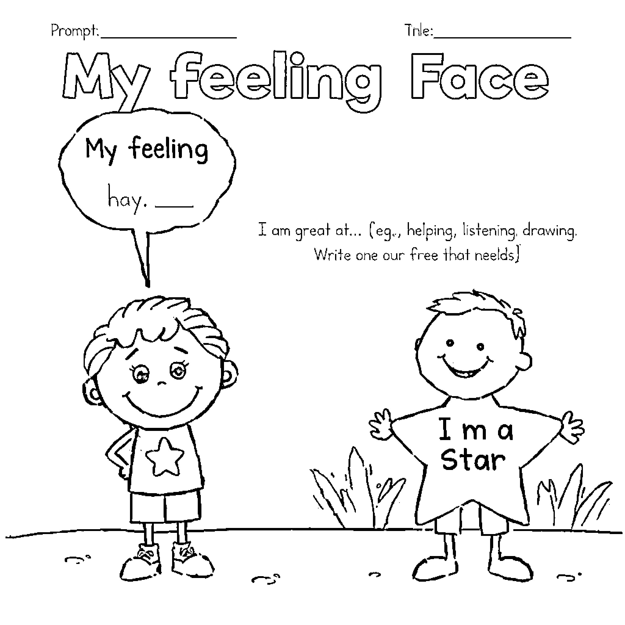 Emotion of Expressing Feelings in a Sketch Coloring Page (free black-and-white line drawing printable PDF for all, from beginners to advanced learners, including children, teens, adults, and seniors)