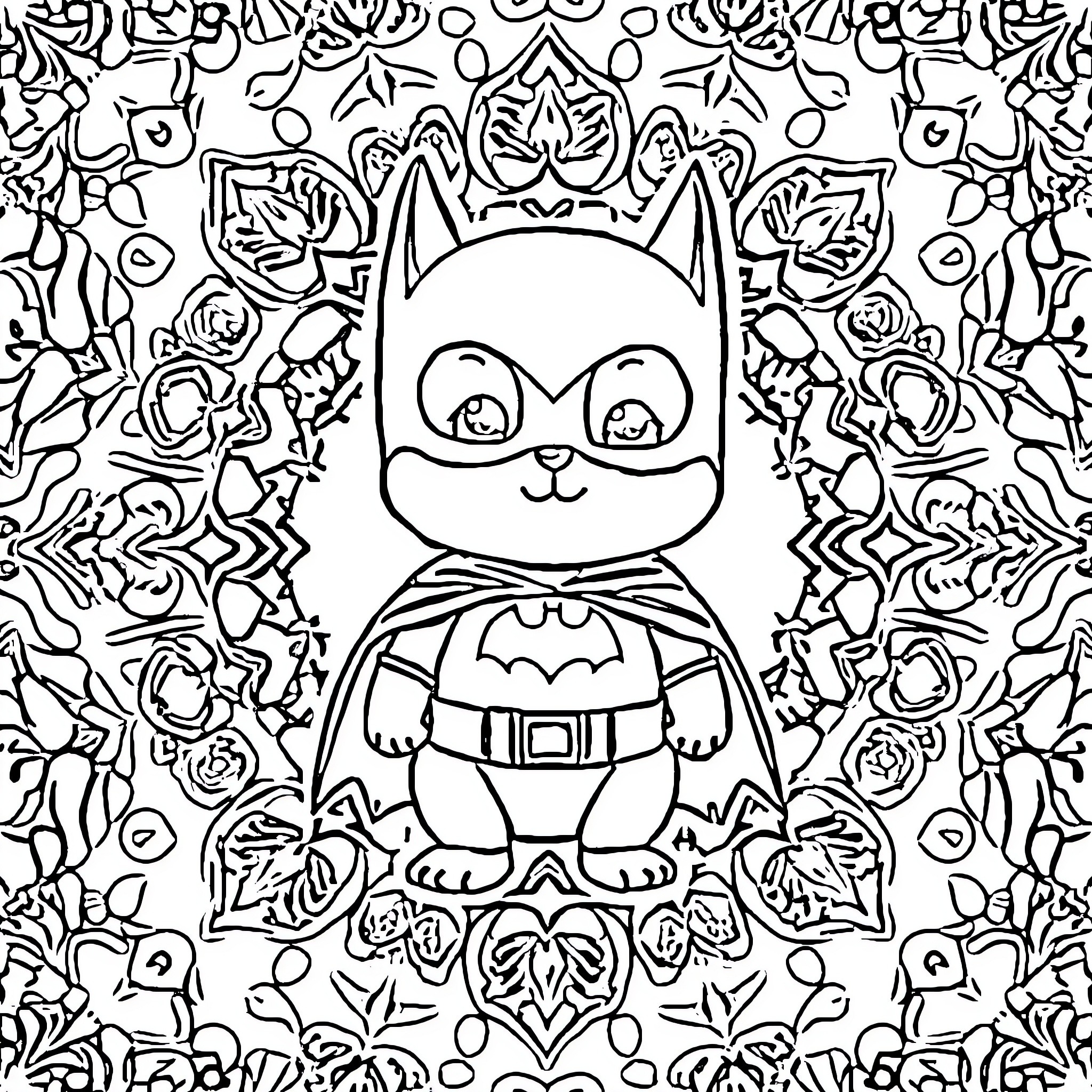 Duck in a Decorative Floral Frame Coloring Page (free black-and-white line drawing printable PDF for all, from beginners to advanced learners, including children, teens, adults, and seniors)