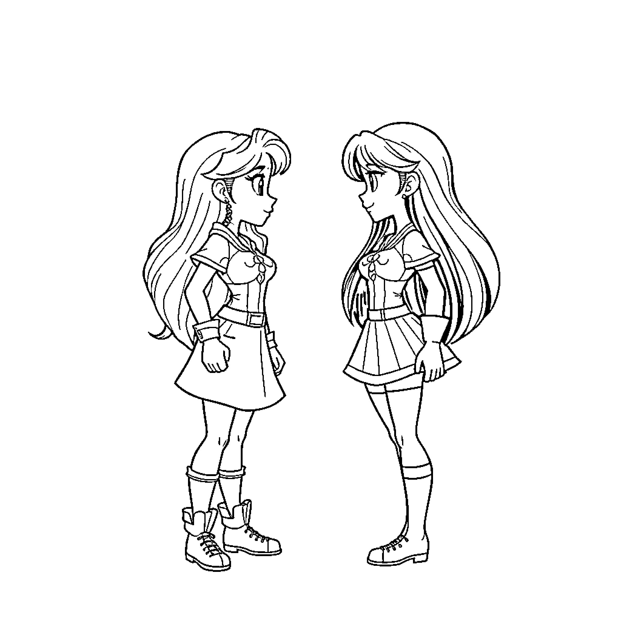 Ivy's Friendship Encounter Coloring Page (free black-and-white line drawing printable PDF for all, from beginners to advanced learners, including children, teens, adults, and seniors)