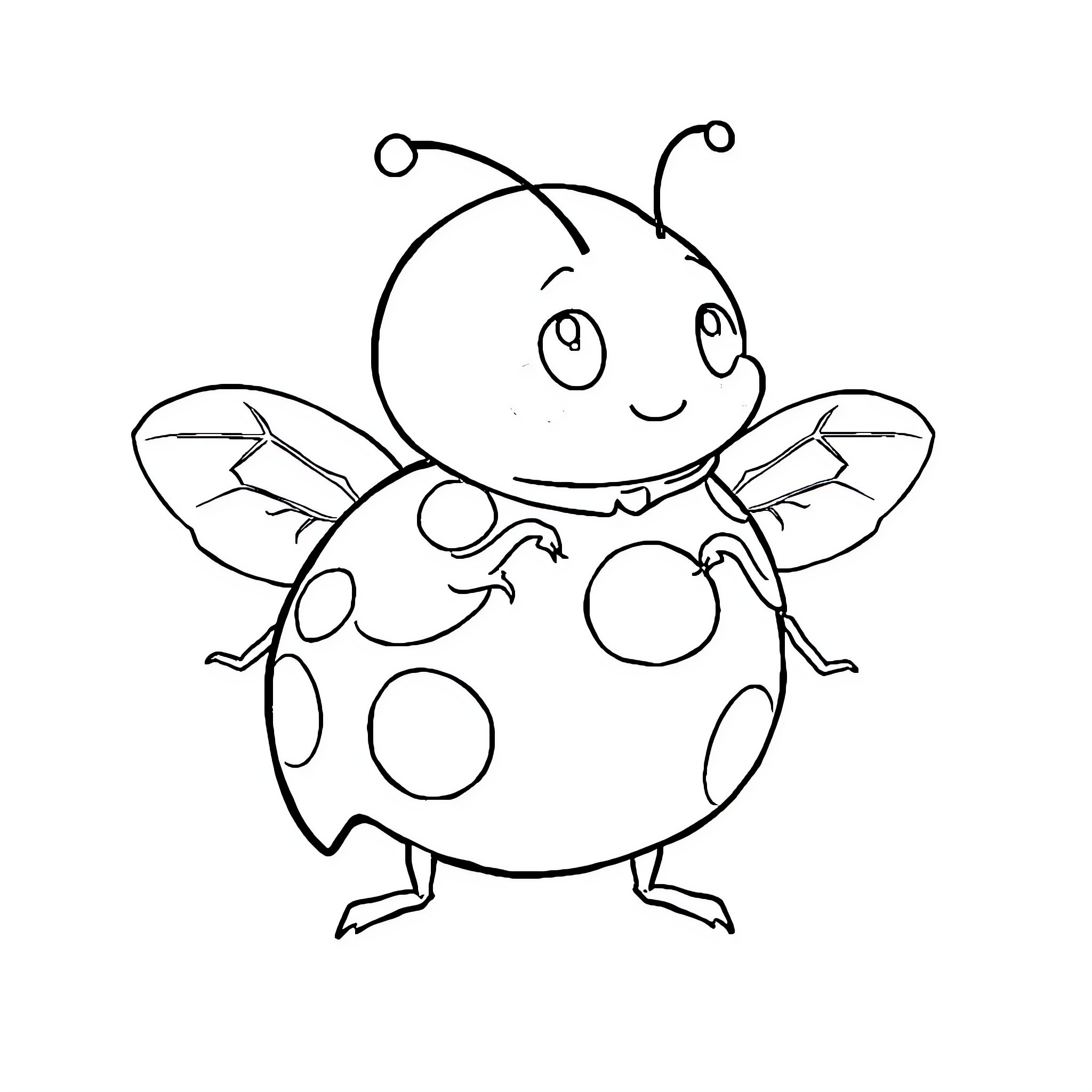 Ladybug enjoying a cheerful moment Coloring Page (free black-and-white line drawing printable PDF for all, from beginners to advanced learners, including children, teens, adults, and seniors)