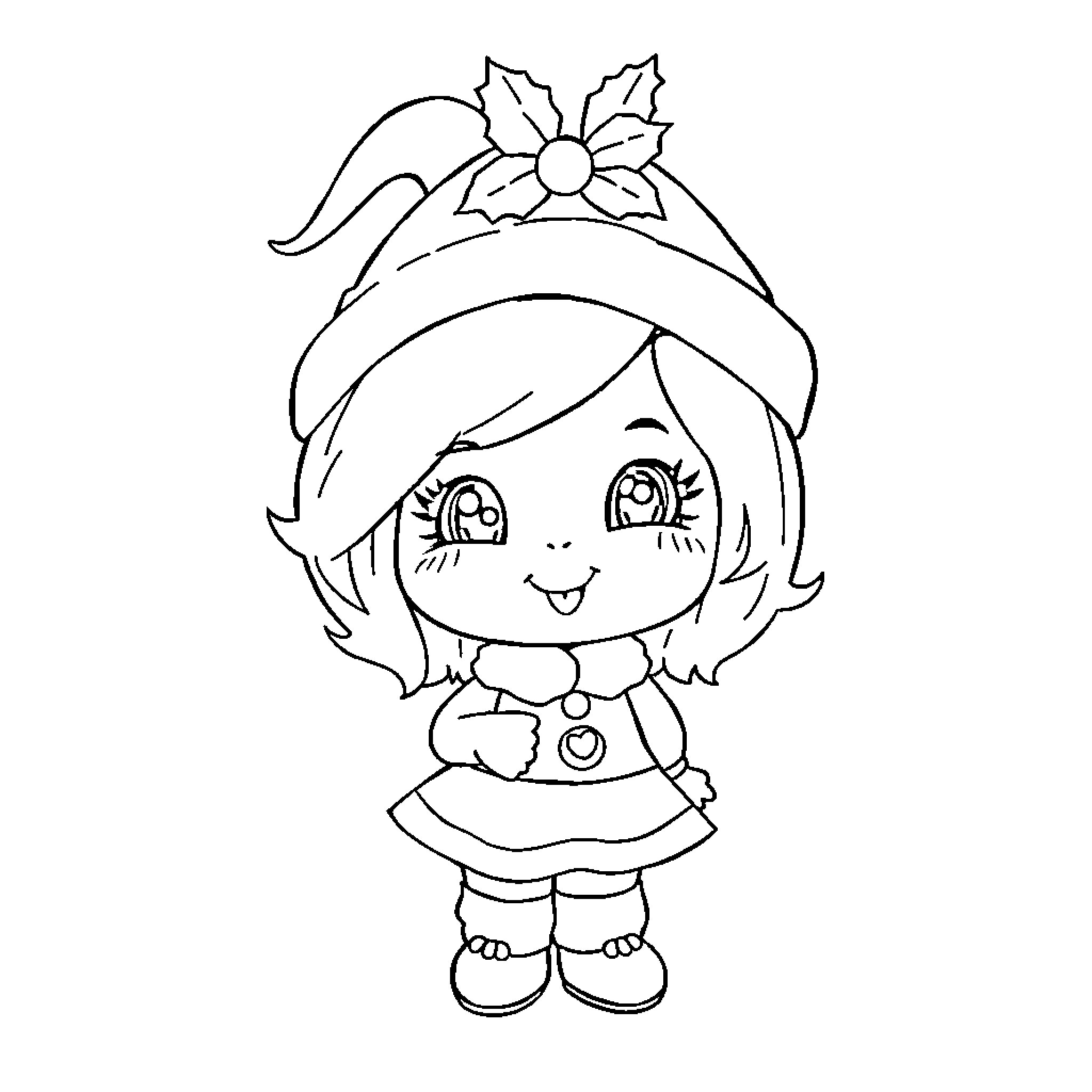 Strawberry Shortcake character in a happy pose Coloring Page (free black-and-white line drawing printable PDF for all, from beginners to advanced learners, including children, teens, adults, and seniors)