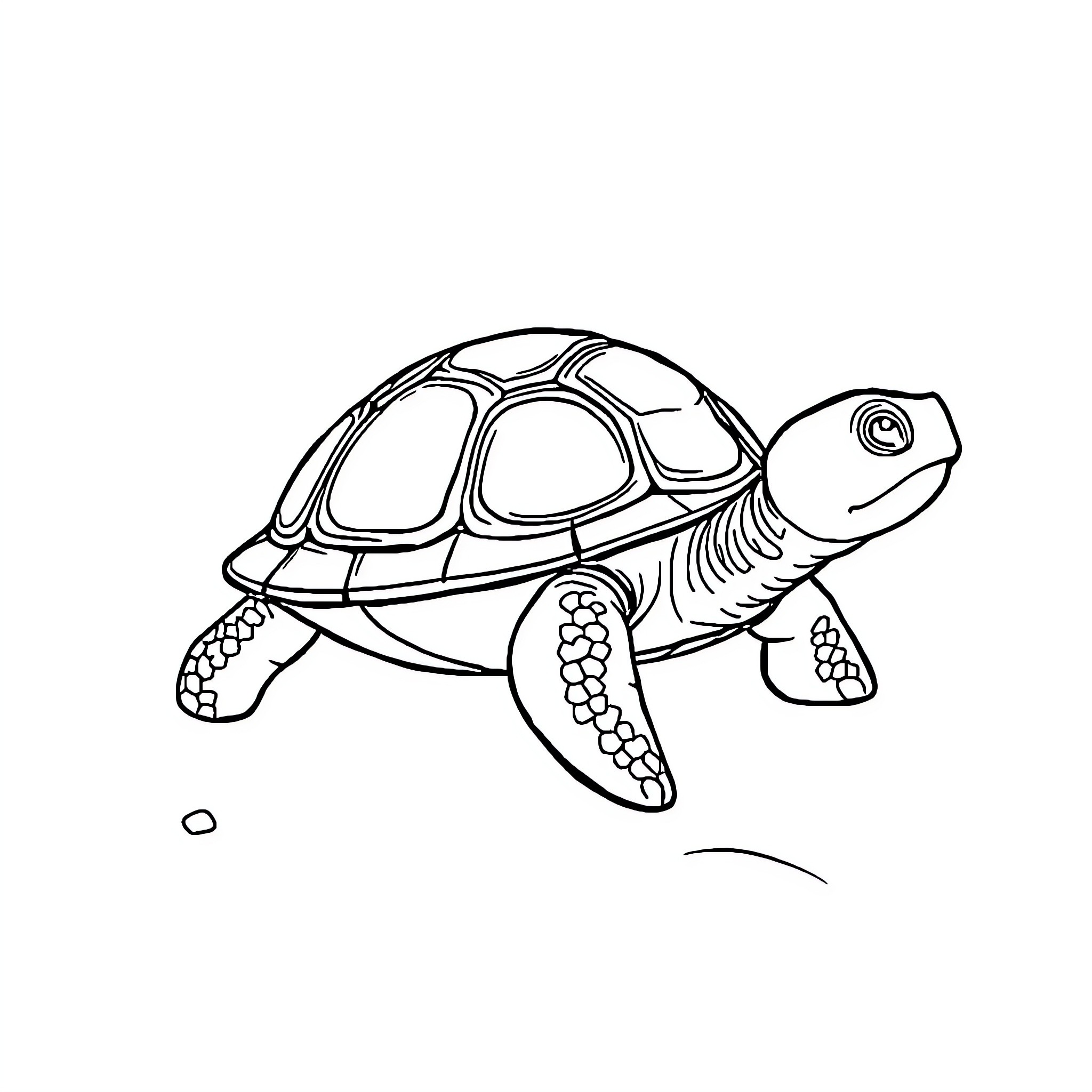 Turtle swimming peacefully in the water Coloring Page (free black-and-white line drawing printable PDF for all, from beginners to advanced learners, including children, teens, adults, and seniors)