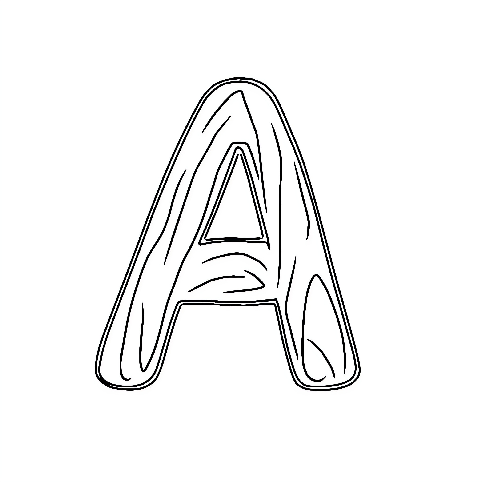 Letter A with abstract design Coloring Page (free black-and-white line drawing printable PDF for all, from beginners to advanced learners, including children, teens, adults, and seniors)